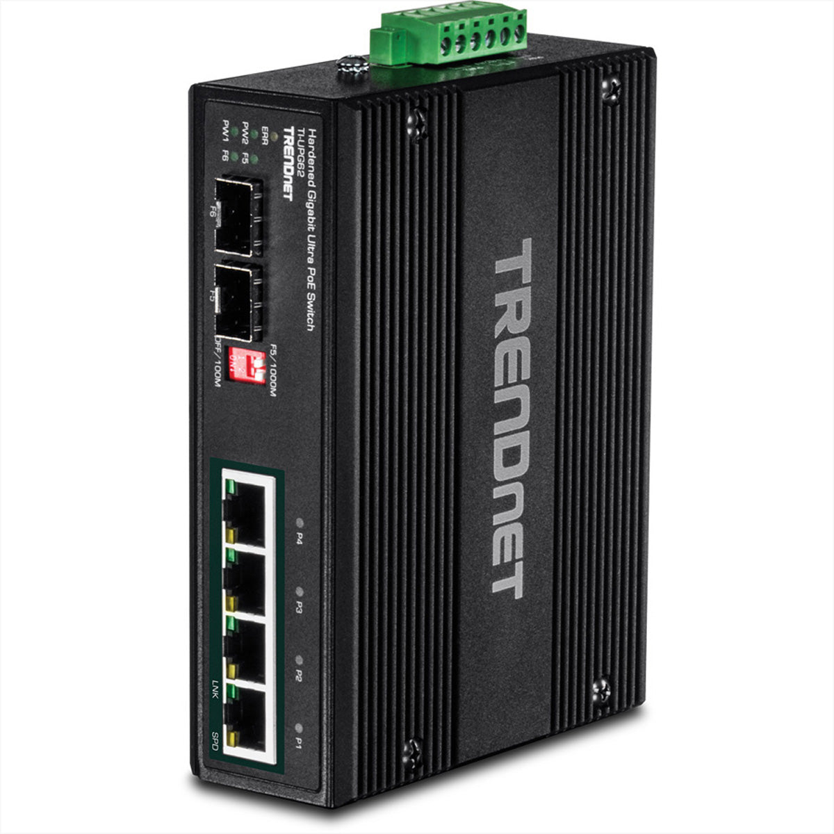 Trendnet TI-UPG62 – Unmanaged L2 Switch – 4× 1G, 2× SFP, PoE+, PoE-Budget 240 W, DIN-Schiene