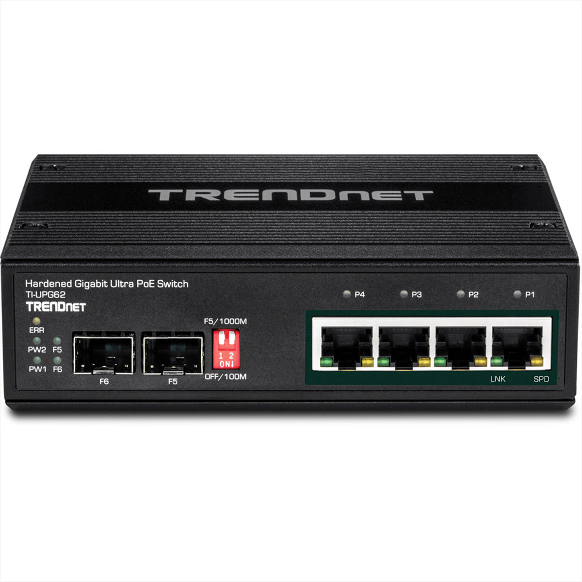 Trendnet TI-UPG62 – Unmanaged L2 Switch – 4× 1G, 2× SFP, PoE+, PoE-Budget 240 W, DIN-Schiene