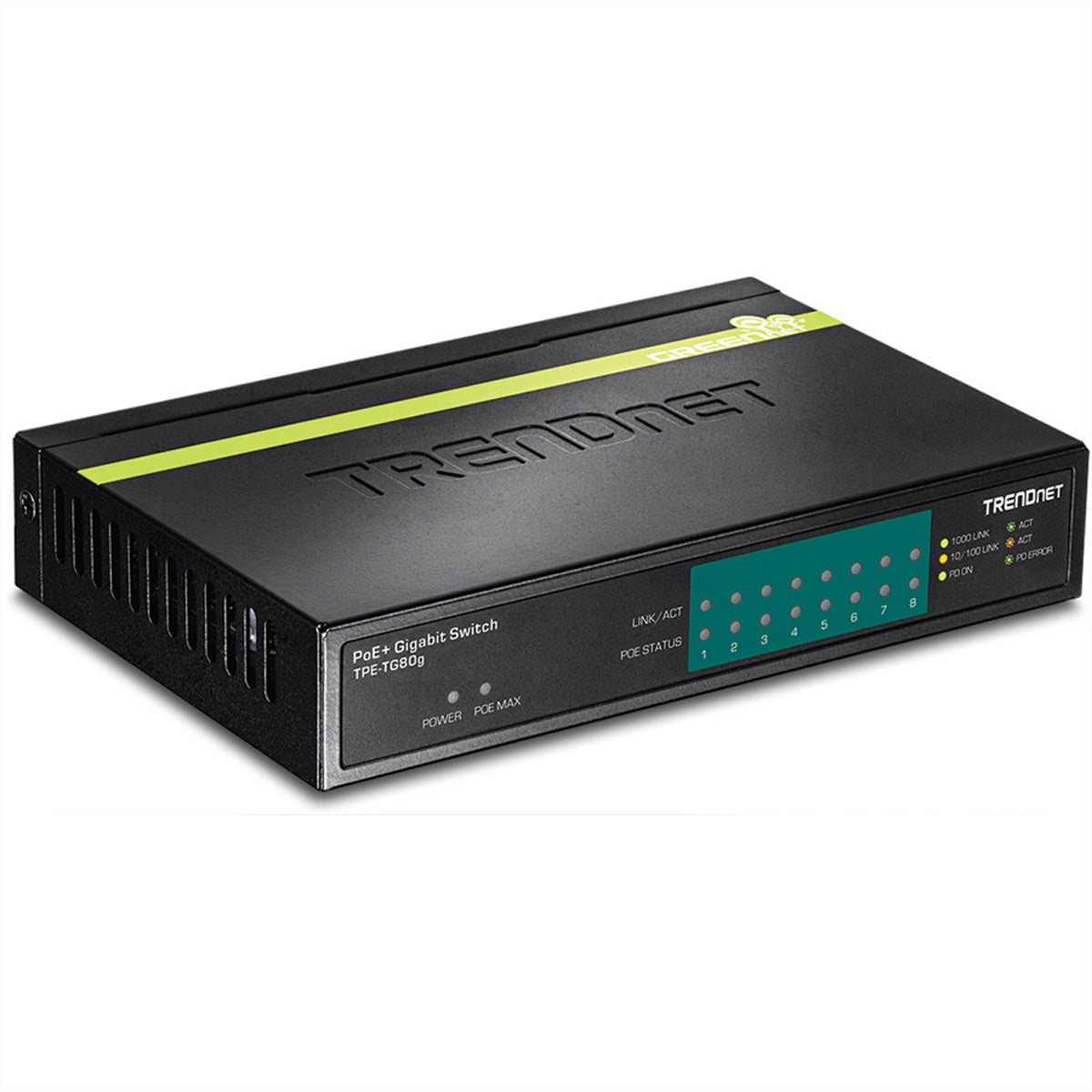TRENDnet TPE-TG80g – Unmanaged Switch – 8× 1G, PoE+, PoE-Budget 123 W