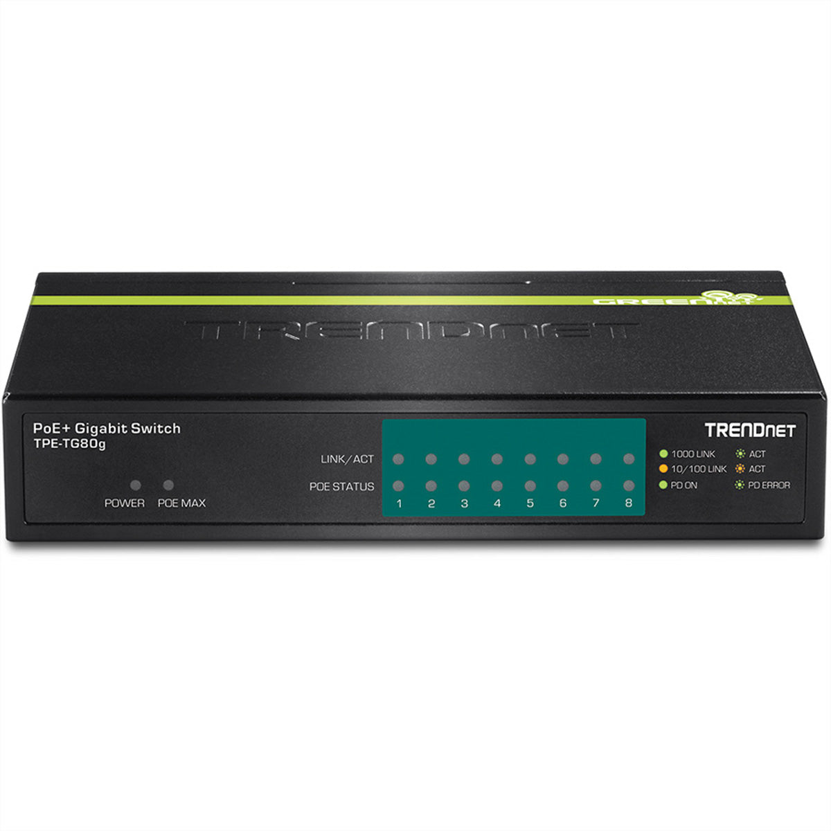 TRENDnet TPE-TG80g – Unmanaged Switch – 8× 1G, PoE+, PoE-Budget 123 W