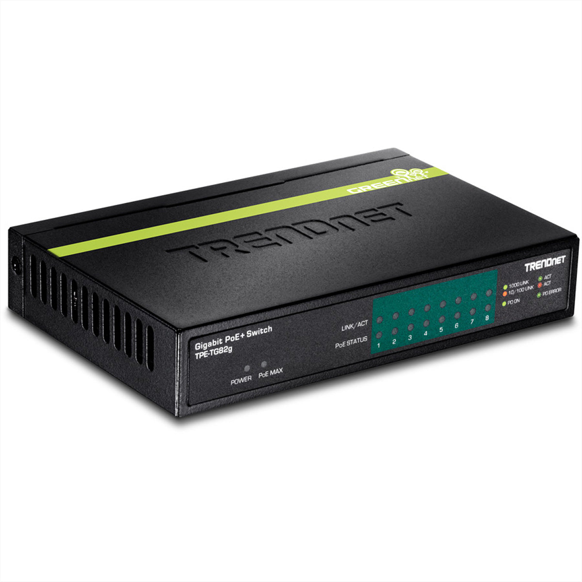 TRENDnet TPE-TG82g – Unmanaged Switch – 8× 1G, PoE+, PoE-Budget 61 W, Desktop
