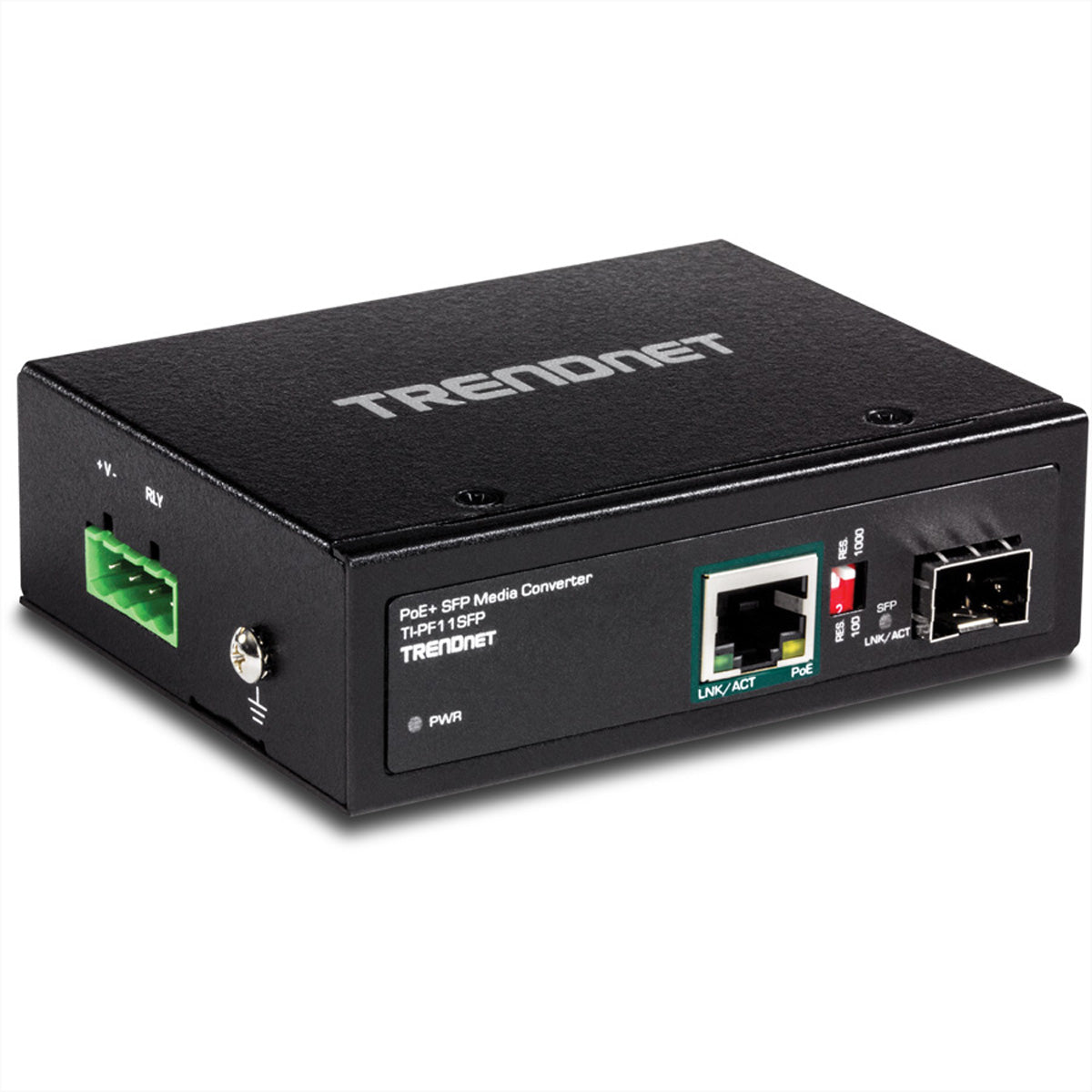 TRENDnet TI-PF11SFP Medienkonverter SFP zu RJ-45 – Gigabit SFP Single-/Multimode, bis 40 km, 1× RJ-45 – IP30