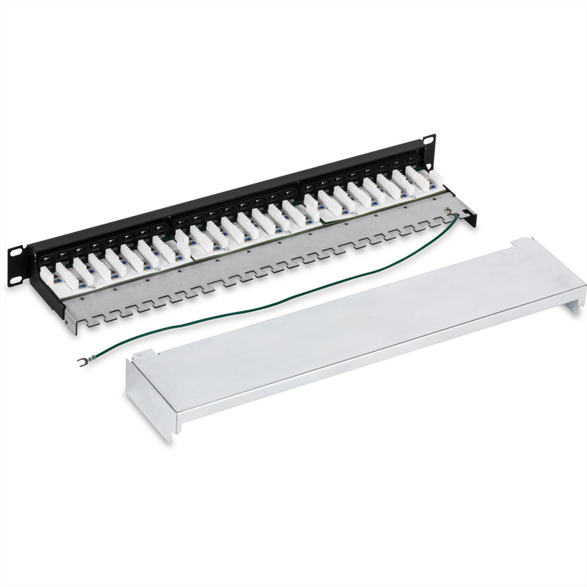 TRENDnet TC-P24C6AS Patchpanel – Cat6A (Klasse EA), 24× RJ-45, geschirmt, 1U, schwarz, für Cat6A, Cat6, Cat5e