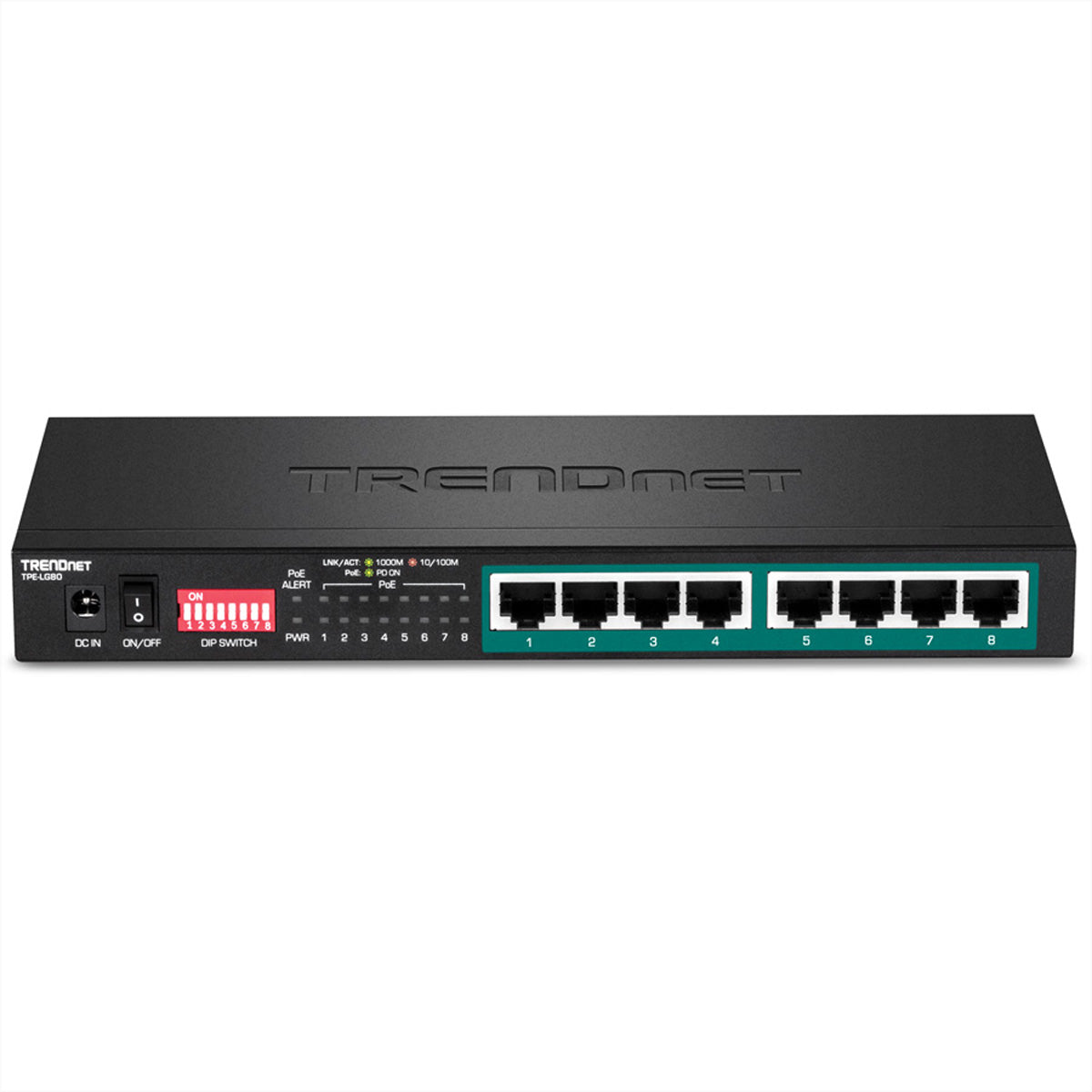 Trendnet TPE-LG80 – Unmanaged Switch – 8× 1G, 8× PoE+, PoE-Budget 65 W, Desktop