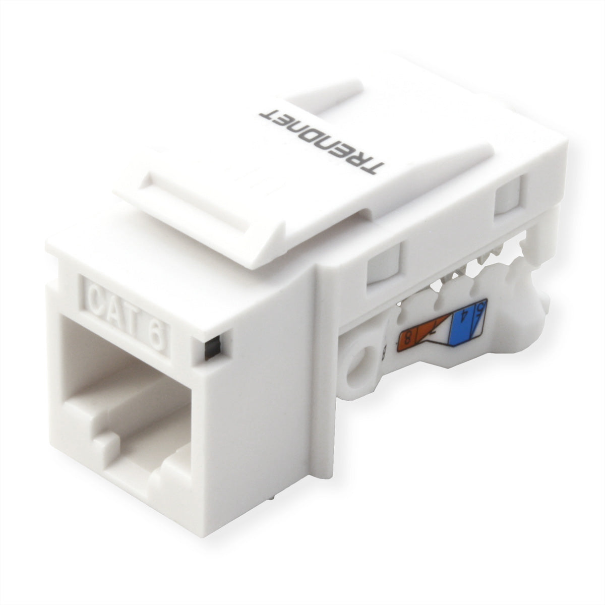 TRENDnet TC-K50C6 – Keystone-Buchsen Cat6, werkzeuglos, 50×, abgewinkelt, RJ-45, 10GBase-T, Weiss, für TC-KP24