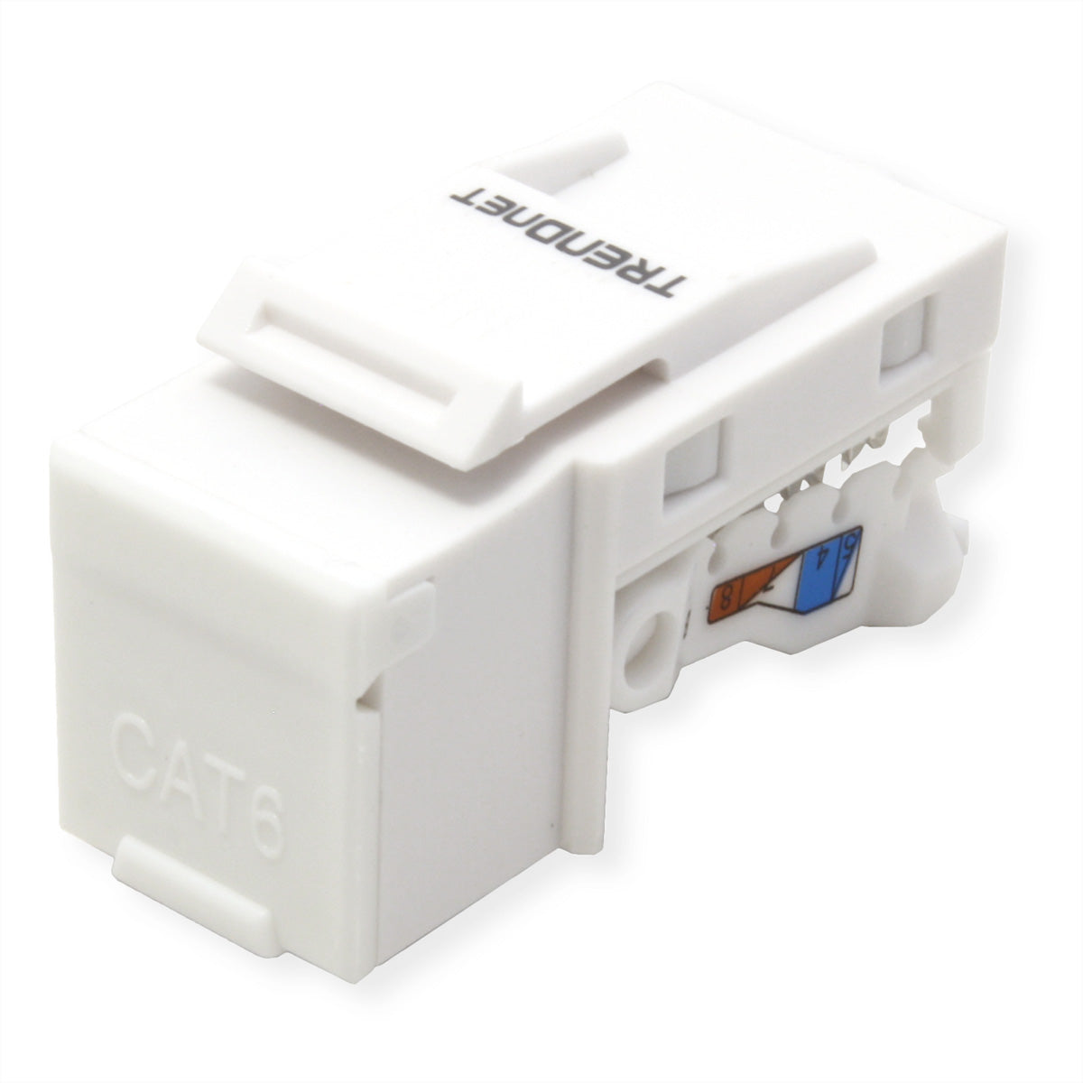 TRENDnet TC-K50C6 – Keystone-Buchsen Cat6, werkzeuglos, 50×, abgewinkelt, RJ-45, 10GBase-T, Weiss, für TC-KP24