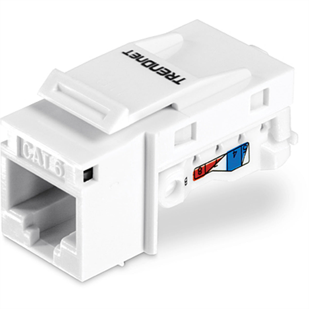 TRENDnet TC-K50C6 – Keystone-Buchsen Cat6, werkzeuglos, 50×, abgewinkelt, RJ-45, 10GBase-T, Weiss, für TC-KP24