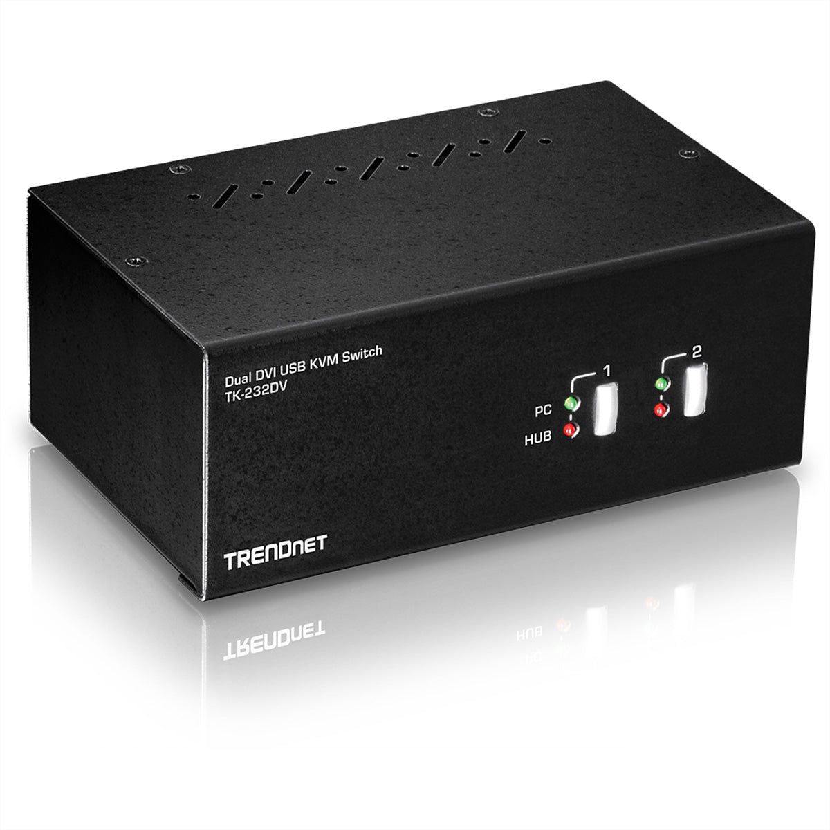 TRENDnet TK-232DV – 2-Port DVI-I Dual-View KVM-Switch – 1920 × 1200, USB 2.0 Hub, Audio