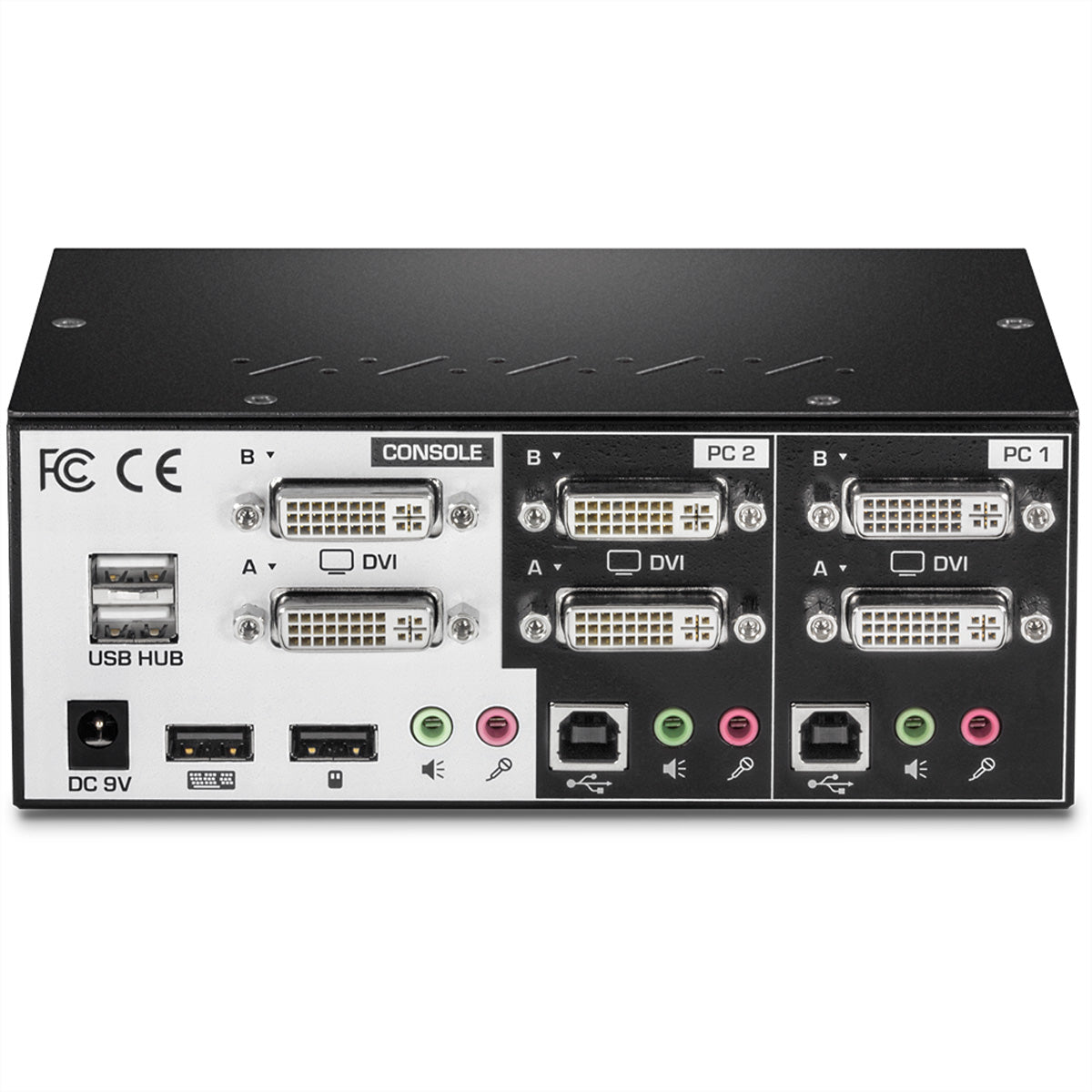 TRENDnet TK-232DV – 2-Port DVI-I Dual-View KVM-Switch – 1920 × 1200, USB 2.0 Hub, Audio
