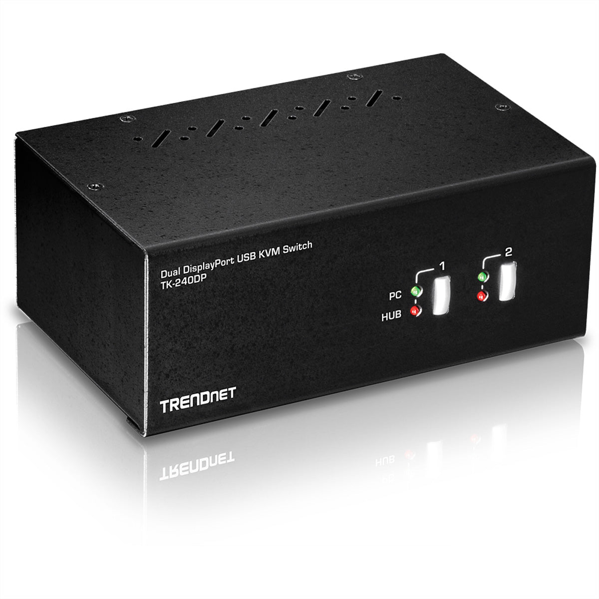 TRENDnet TK-240DP – KVM-Switch (lokal) – 2-Port DP Dual-View – 4K/60 Hz, USB 2.0-Hub, Audio