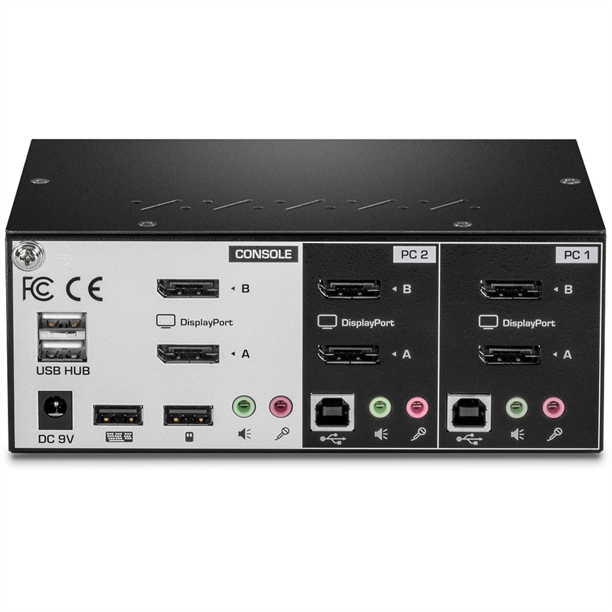 TRENDnet TK-240DP – KVM-Switch (lokal) – 2-Port DP Dual-View – 4K/60 Hz, USB 2.0-Hub, Audio