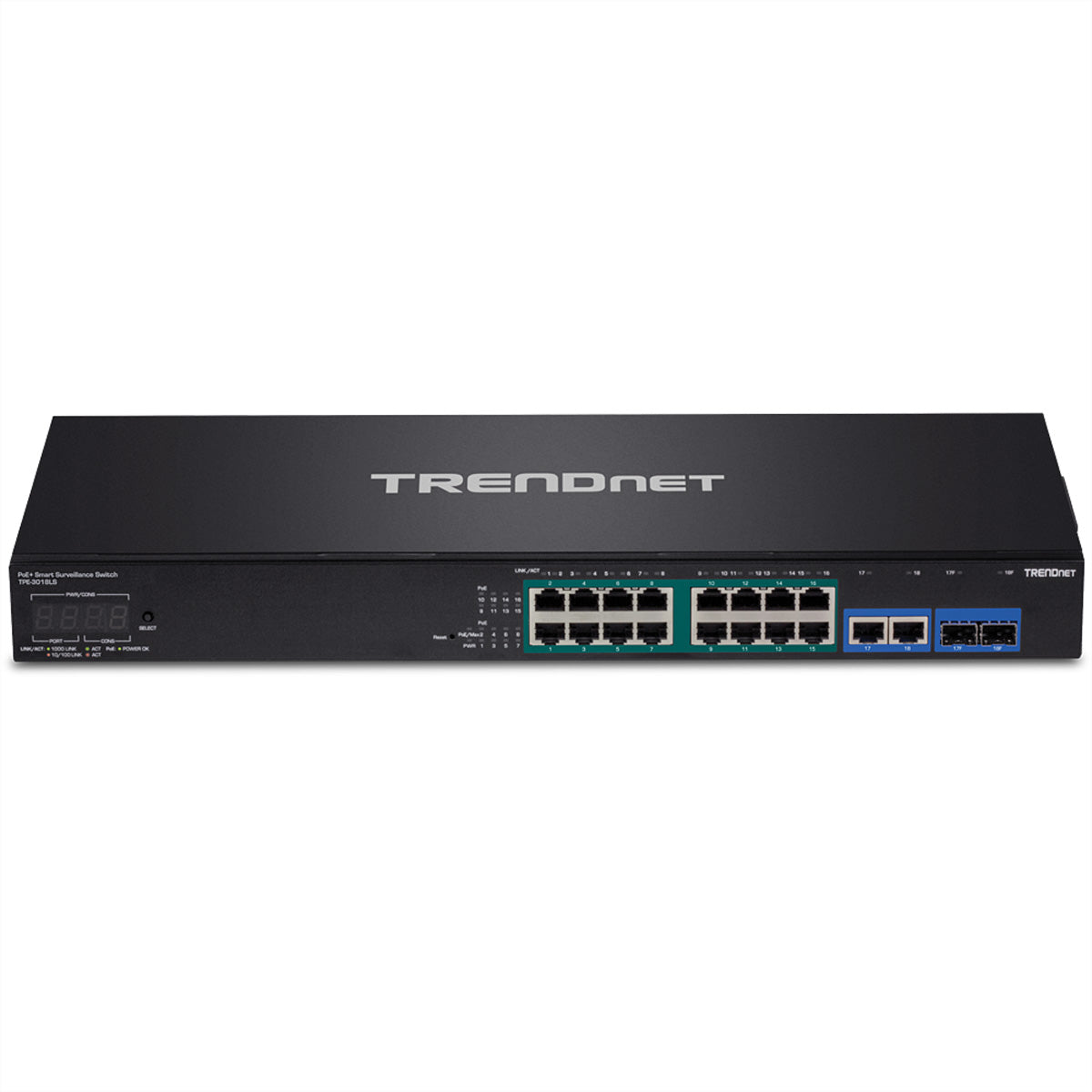 Trendnet TPE-3018LS – Managed Switch – 18× 1G, 2× SFP, PoE+, PoE-Budget 220 W, 19", 1U