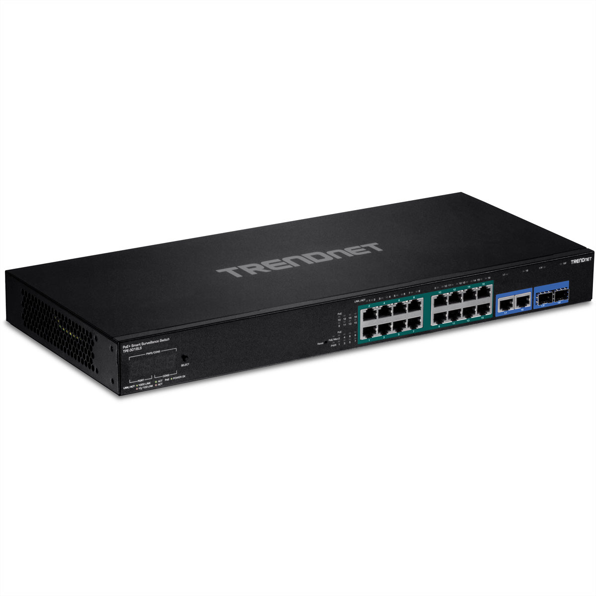 Trendnet TPE-3018LS – Managed Switch – 18× 1G, 2× SFP, PoE+, PoE-Budget 220 W, 19", 1U