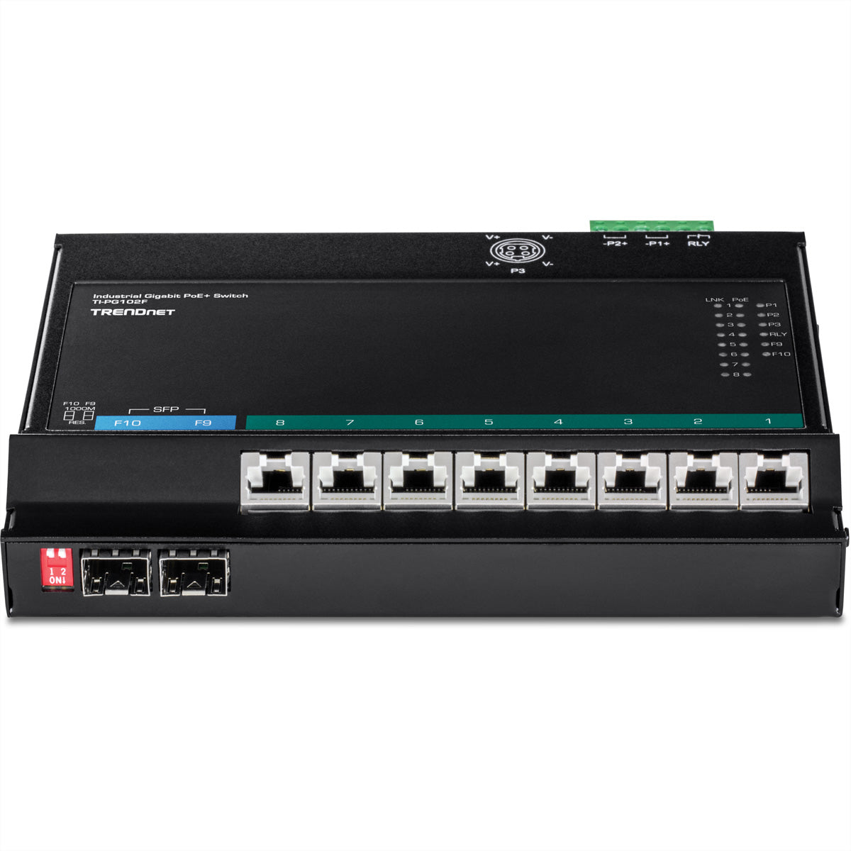 Trendnet TI-PG102F – Switch – 8× 1G, 2× SFP, PoE+, PoE-Budget 240 W, Wandmontage