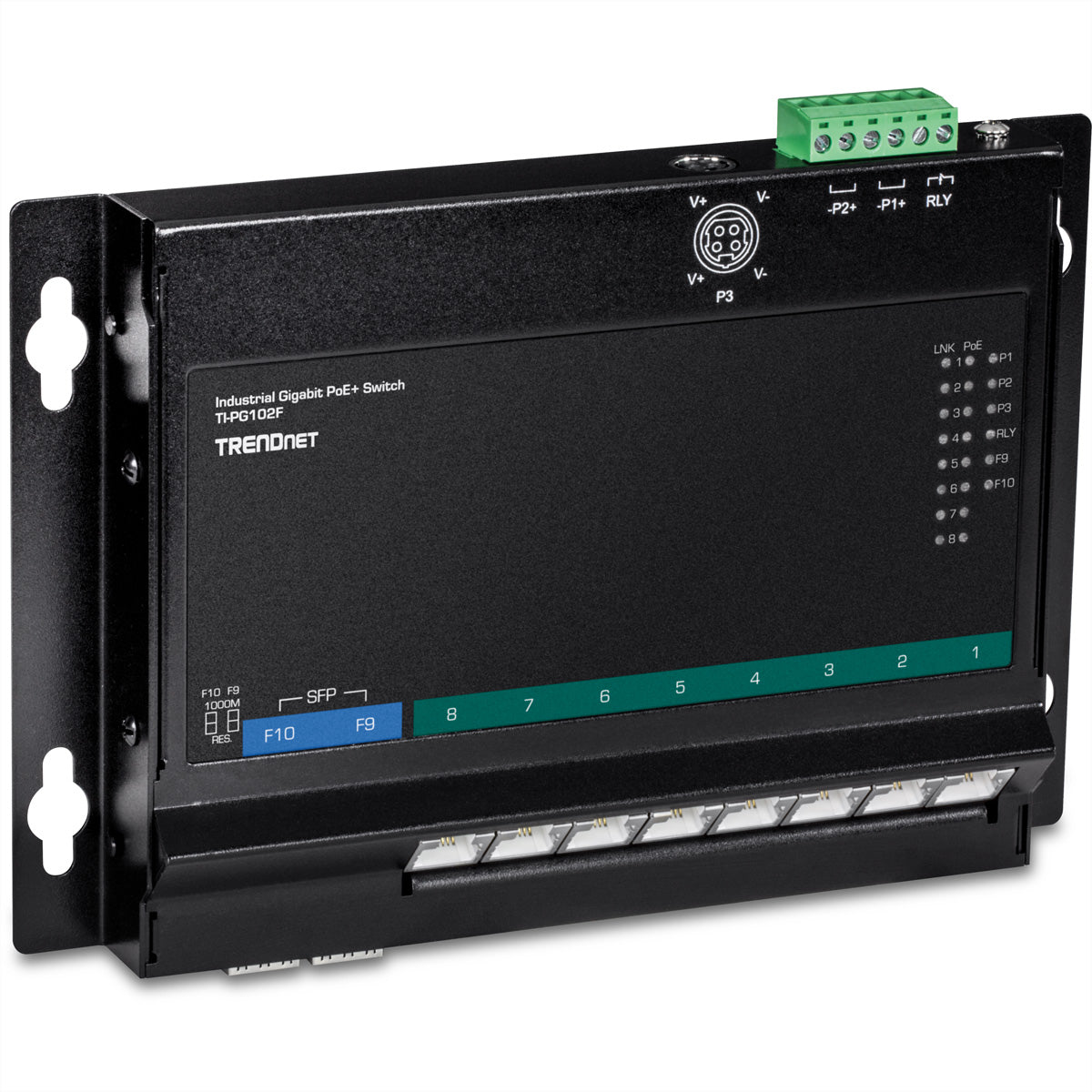 Trendnet TI-PG102F – Switch – 8× 1G, 2× SFP, PoE+, PoE-Budget 240 W, Wandmontage