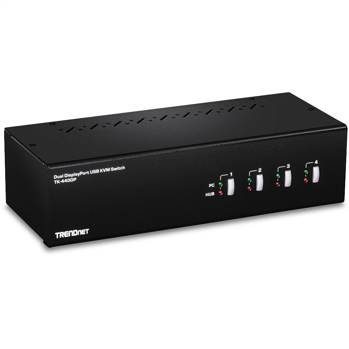 TRENDnet TK-440DP – 4-Port Dual-View DP KVM-Switch – 4K/60 Hz, USB 2.0-Hub, Audio