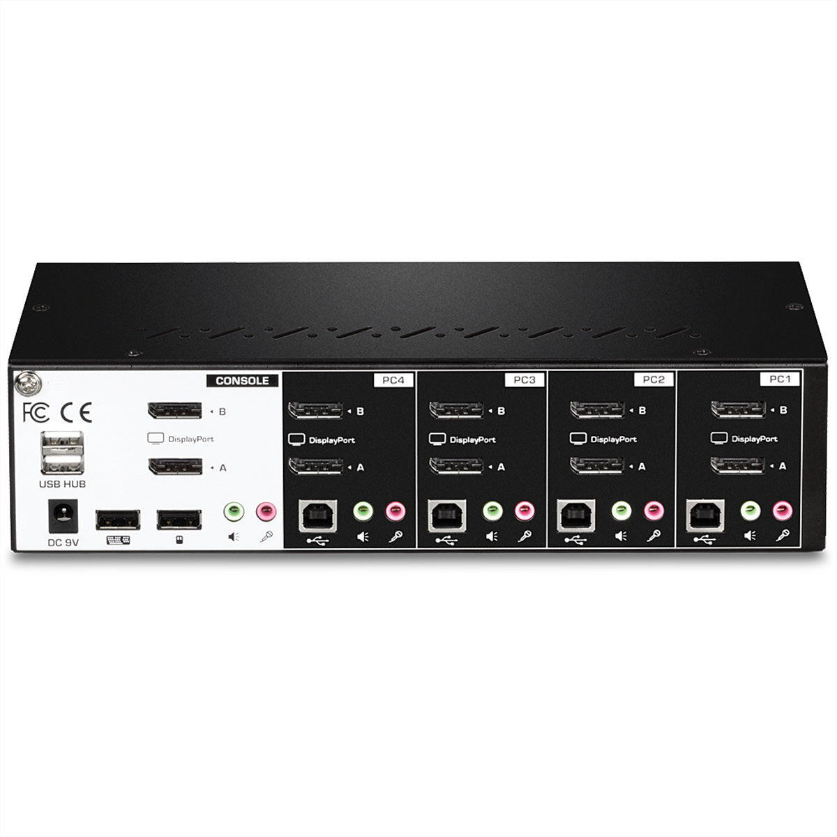 TRENDnet TK-440DP – 4-Port Dual-View DP KVM-Switch – 4K/60 Hz, USB 2.0-Hub, Audio