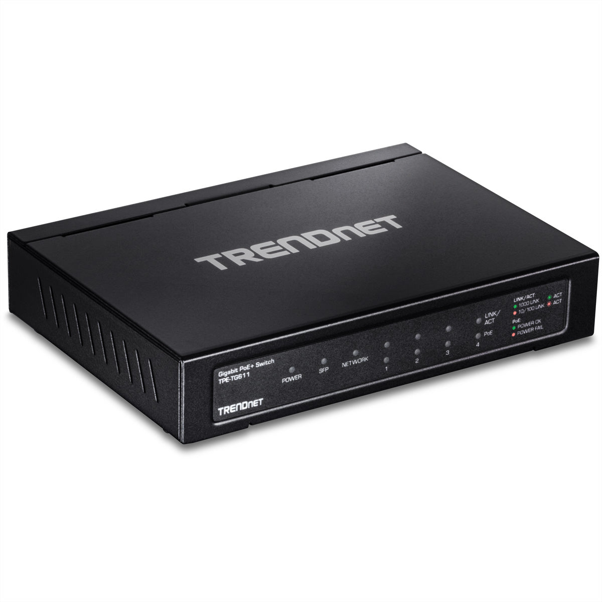 TRENDnet TPE-TG611 – Managed Switch – 5×GbE, 1×SFP, PoE+ 65 W