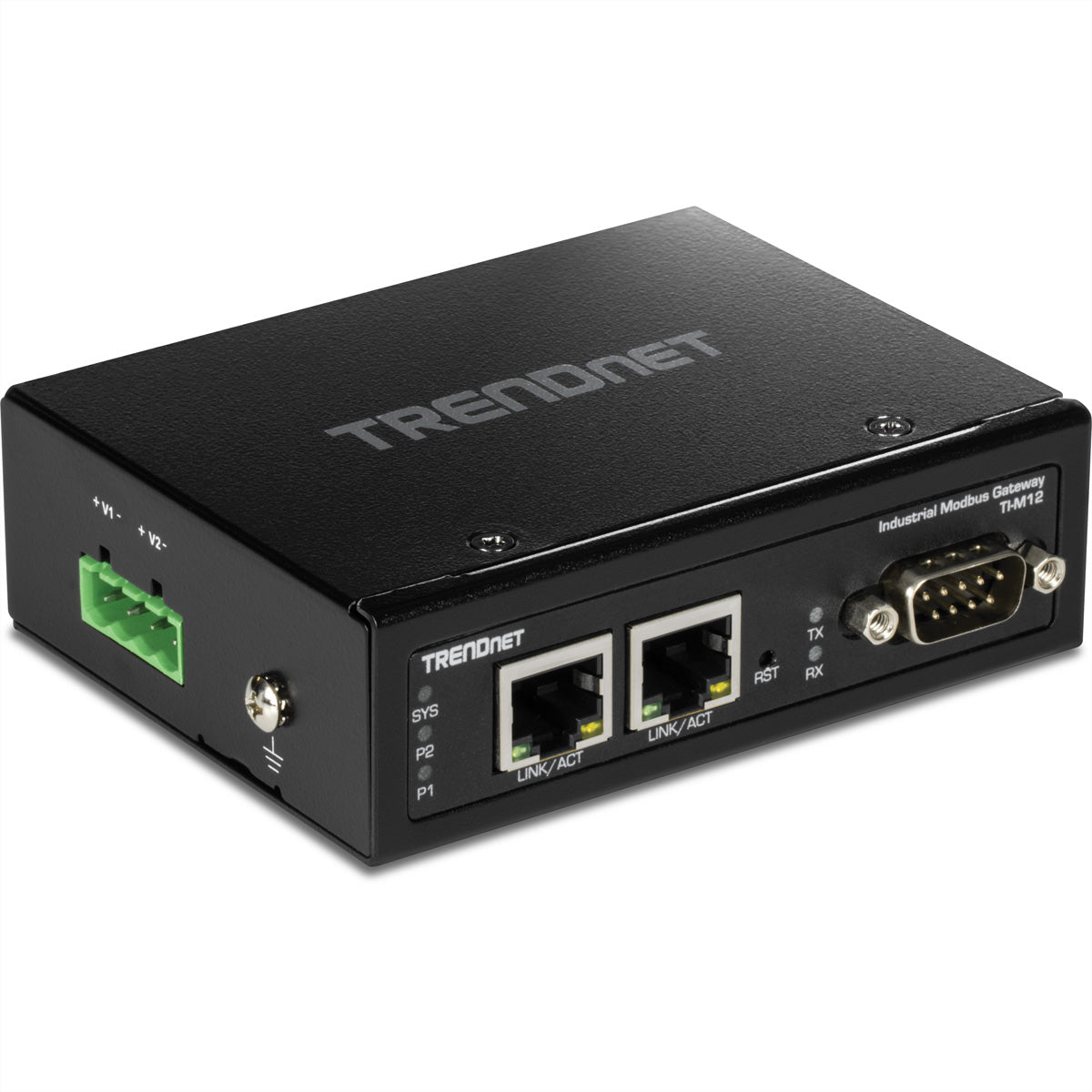 Trendnet TI-M12 – Modbus-Gateway – 1× serieller Port (RS-232/RS-422/RS-485), 2× 10/100 RJ-45, IP30