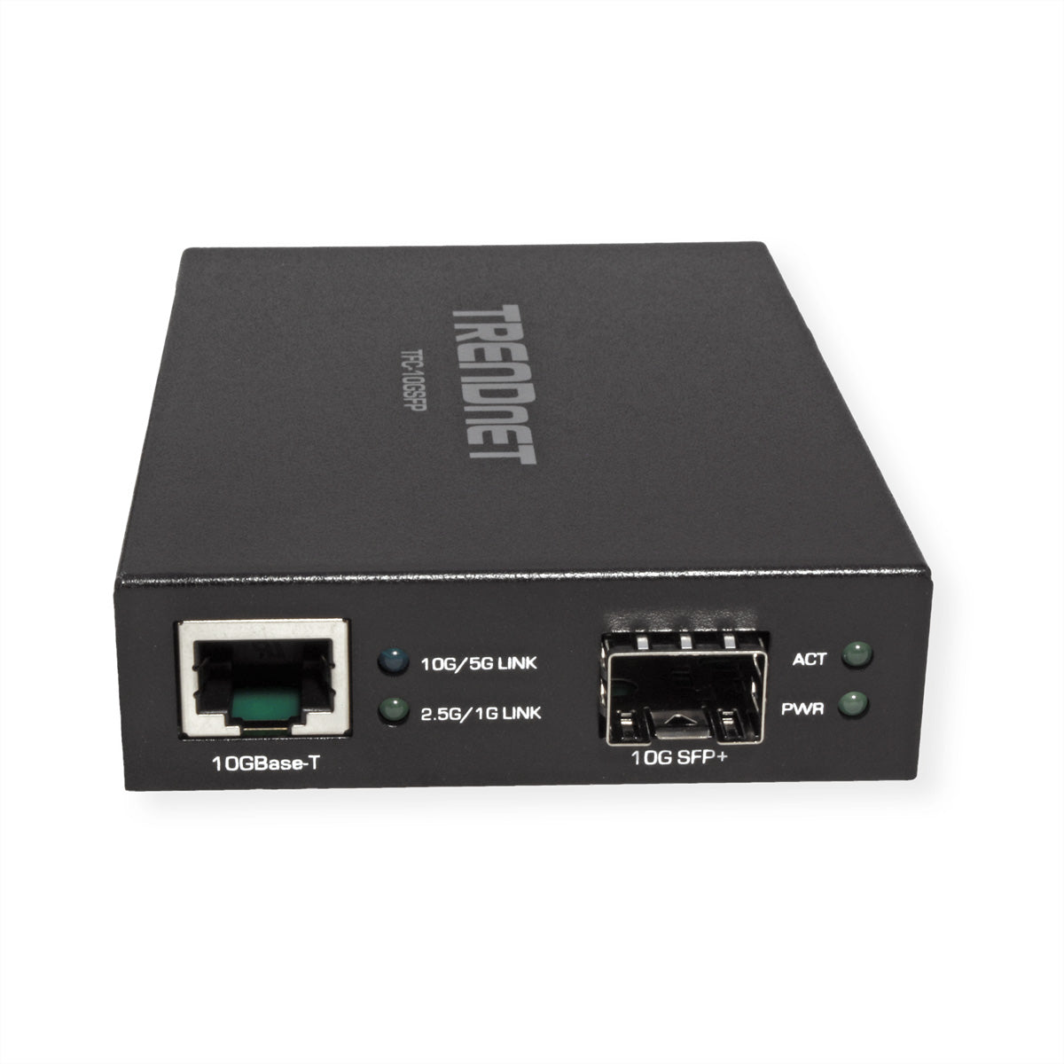 Trendnet TFC-10GSFP – Medienkonverter 10GBASE-T zu SFP+ – 1× 10GBASE-T RJ-45, 1× SFP+, schwarz