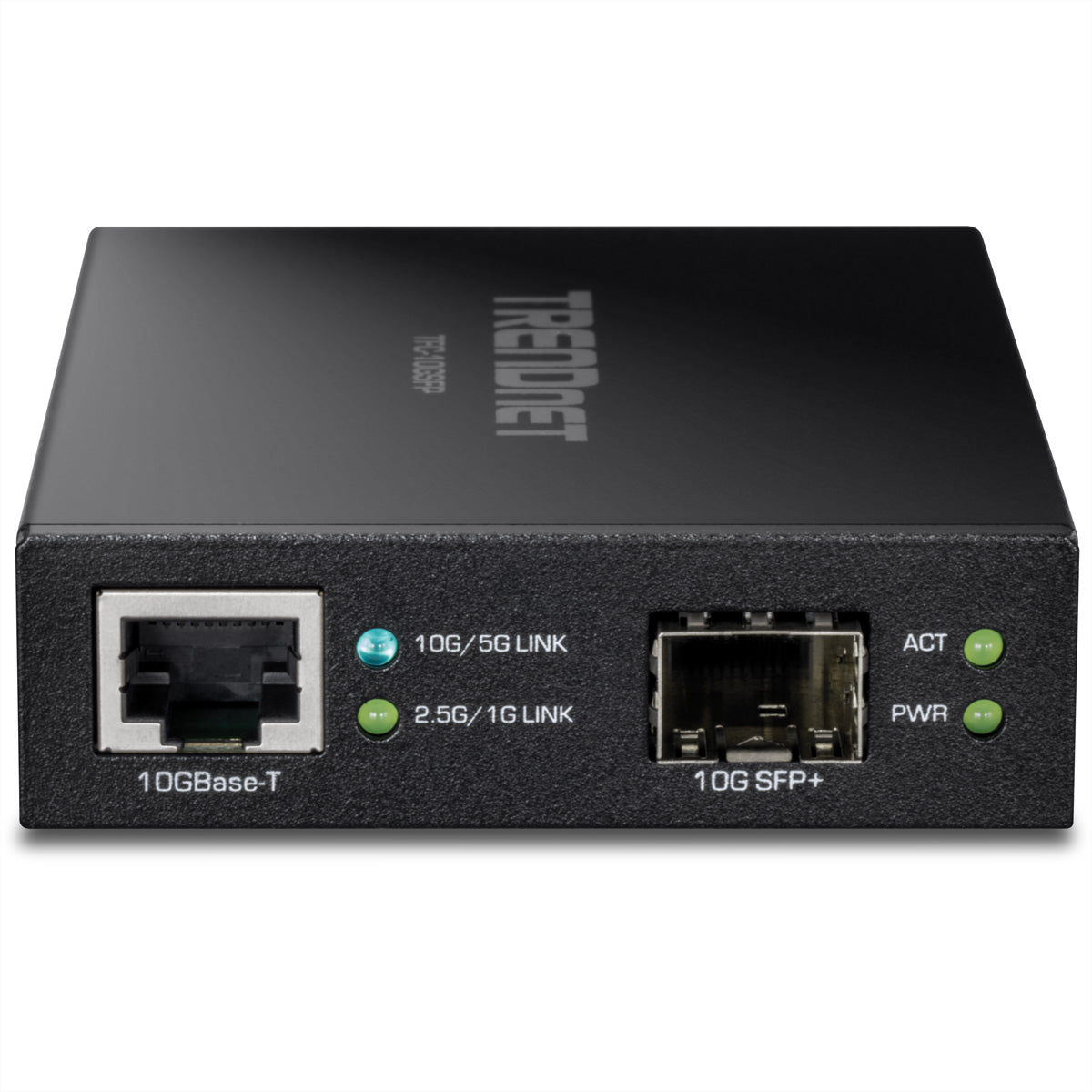 Trendnet TFC-10GSFP – Medienkonverter 10GBASE-T zu SFP+ – 1× 10GBASE-T RJ-45, 1× SFP+, schwarz