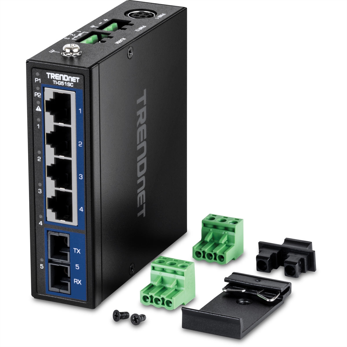TRENDnet TI-G51SC – Unmanaged Switch – 4× 1G, 1× MM SC-Port, DIN-Rail