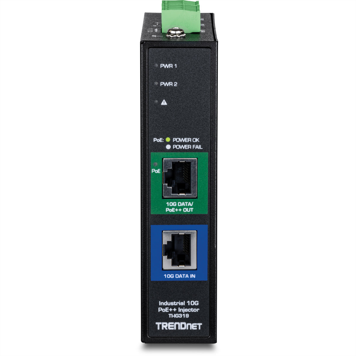 TRENDnet TI-IG319 PoE Midspan – 120 W, IEEE 802.3bt (PoE++), 2× 10G (1× PoE), Hutschiene, IP50