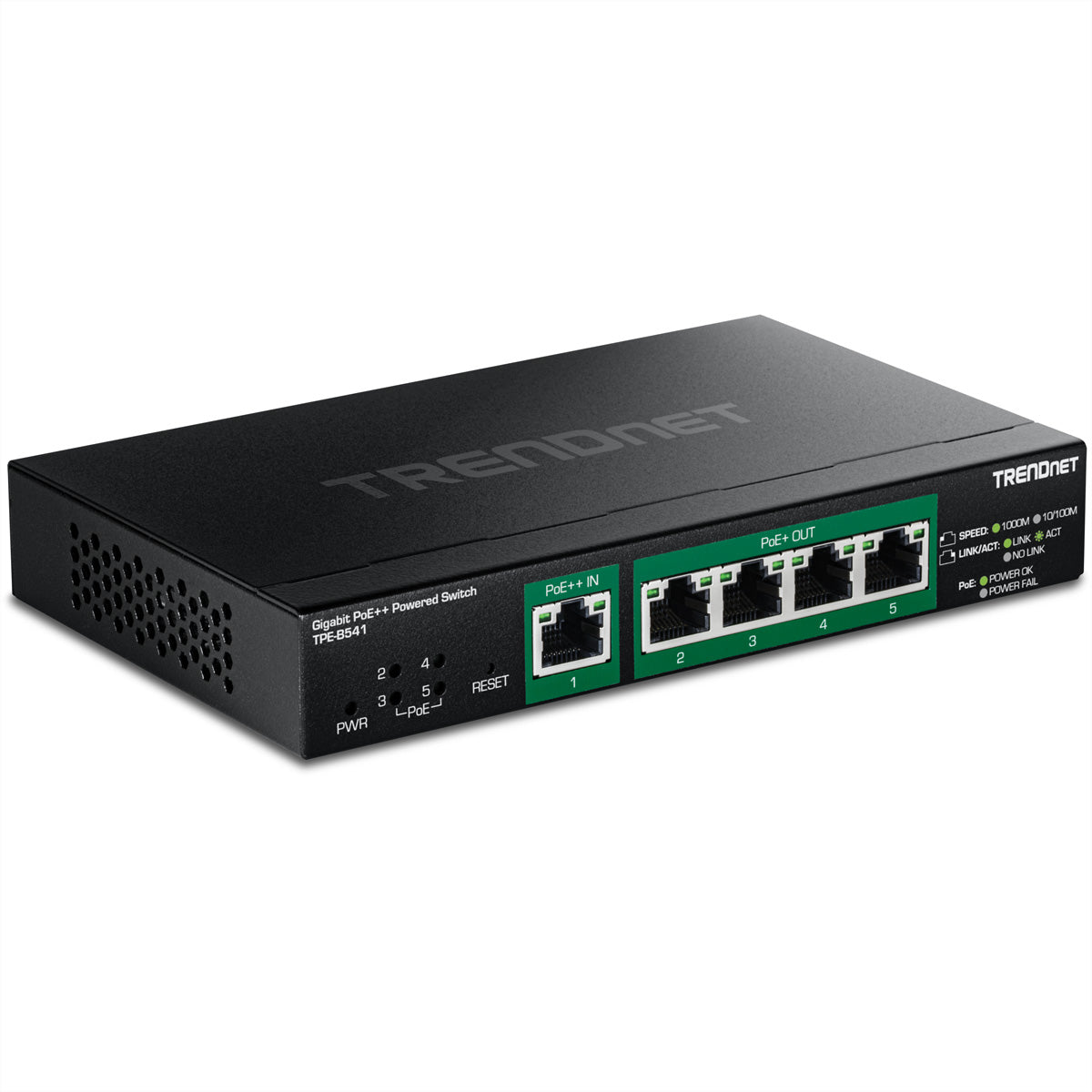 TRENDnet TPE-B541 – Managed Switch – 5× 1G, PoE++, PoE-Budget 60 W, Desktop