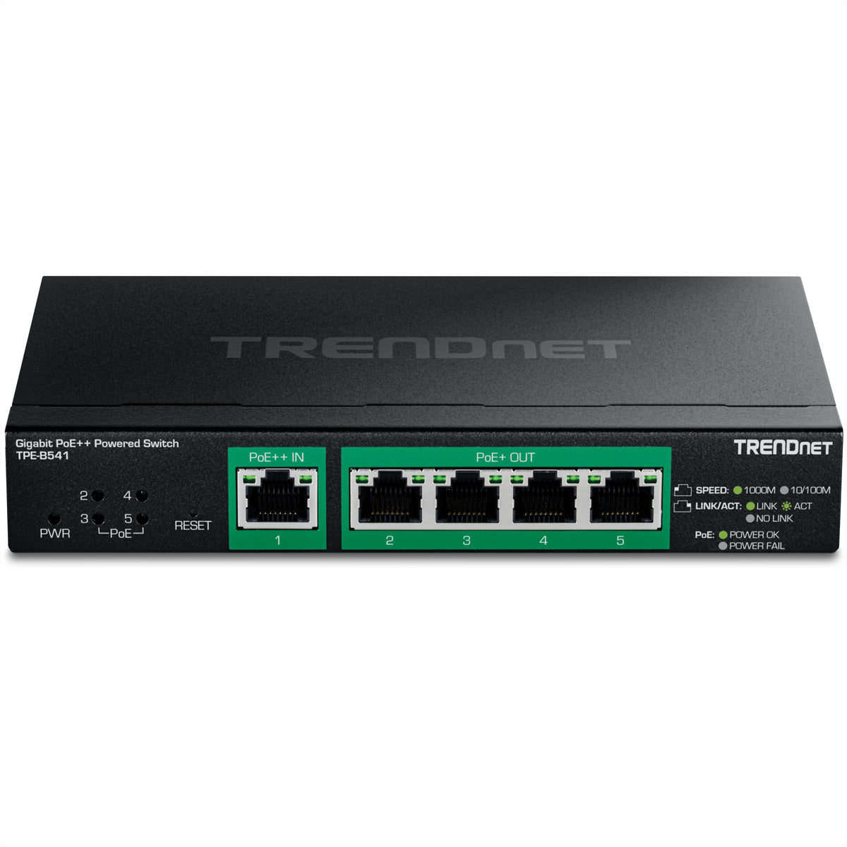 TRENDnet TPE-B541 – Managed Switch – 5× 1G, PoE++, PoE-Budget 60 W, Desktop