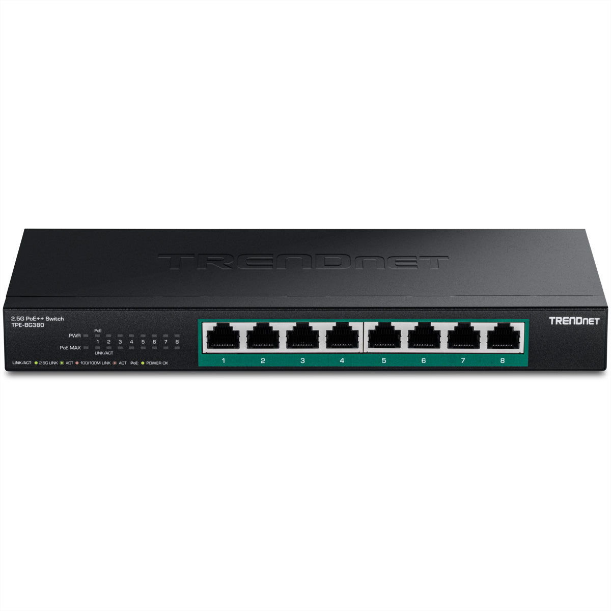 TRENDnet TPE-BG380 – Unmanaged Switch – 8× 2,5G, PoE++, PoE-Budget 230 W, Desktop