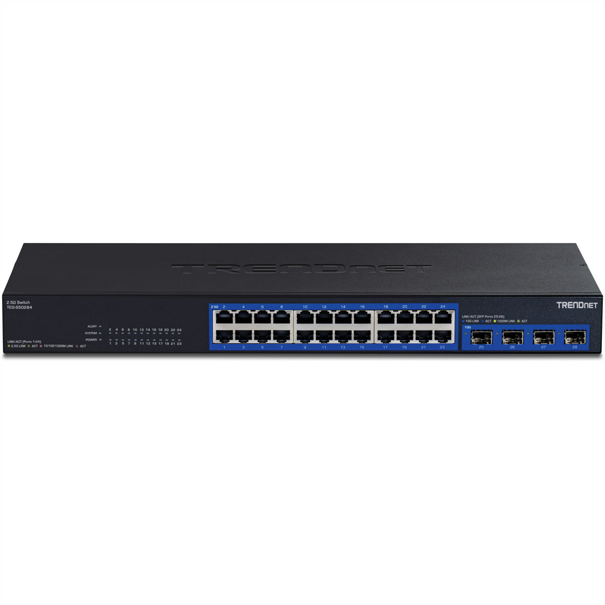 TRENDnet TEG-S50284 – Unmanaged Switch – 24× 2,5G, 4× SFP+, 19", 1U
