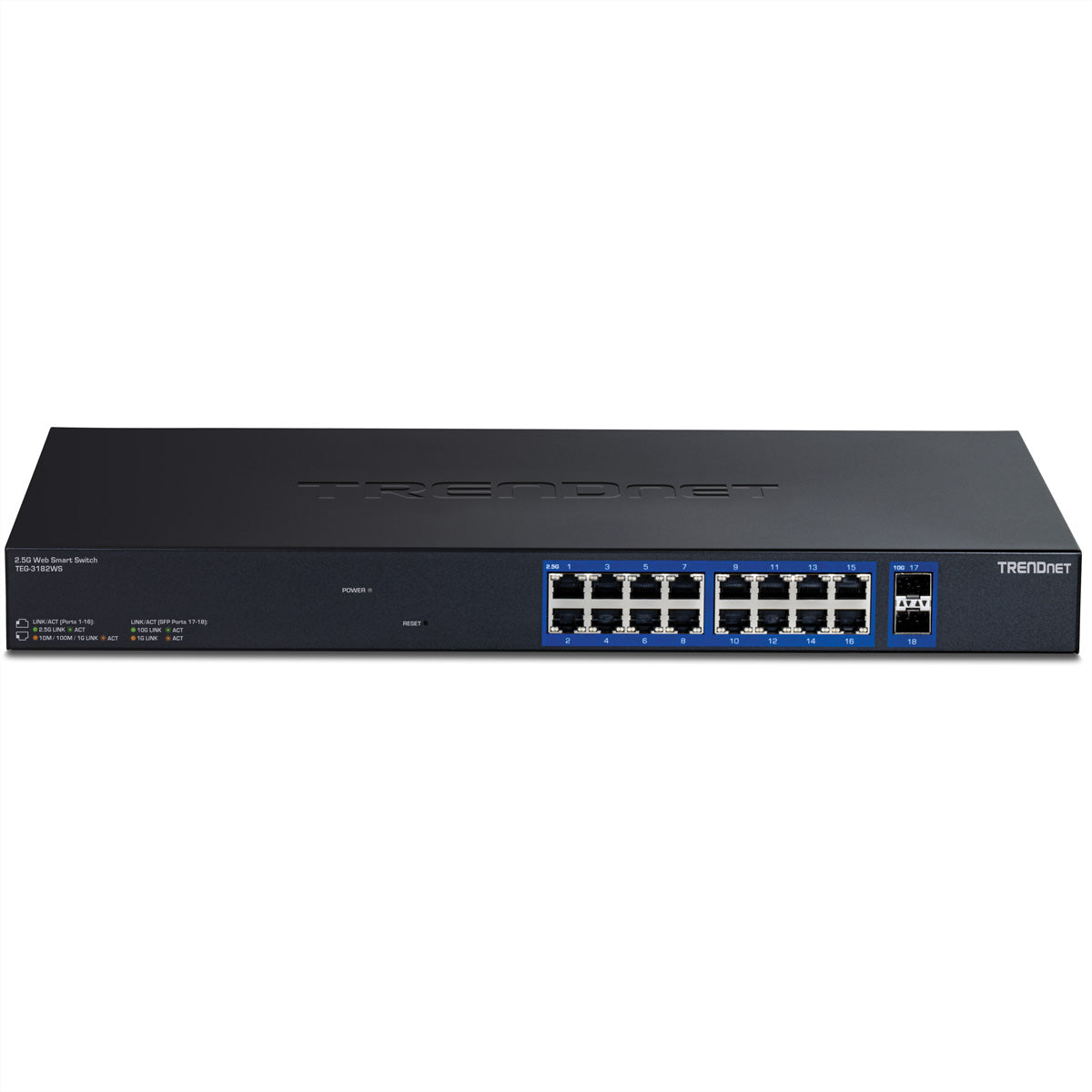 Trendnet TEG-3182WS – Smart L2+ Switch – 16× 2,5G, 2× SFP+, 19", 1U