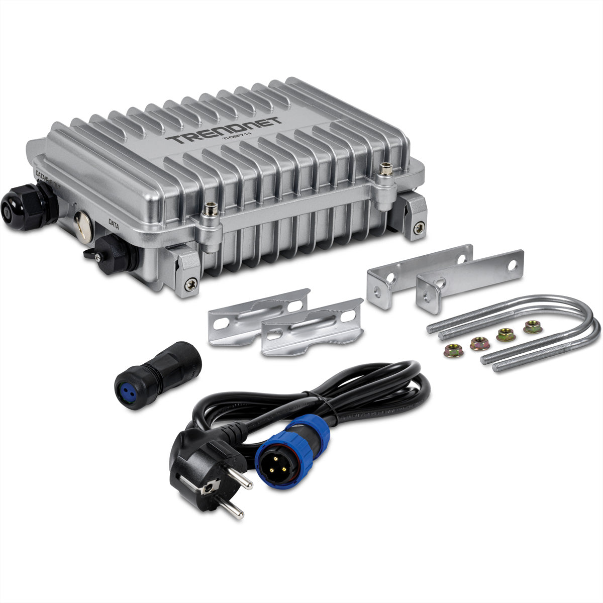 TRENDnet TI-OBF711 – Medienkonverter (Outdoor) – 1× 10G SFP+, 1× 10G RJ-45 PoE++ (95 W), IP67, −40 bis 75 °C