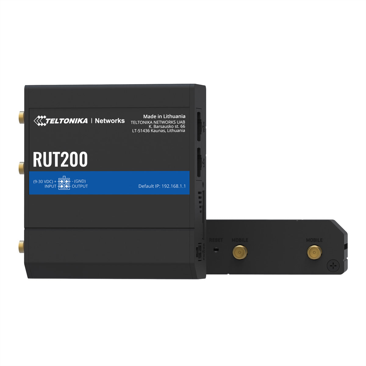 Teltonika RUT200 – 4G LTE Router, Wi-Fi 4, 2,4 GHz, 2× 10/100 Mbit/s, Mini-SIM, PoE, Schwarz