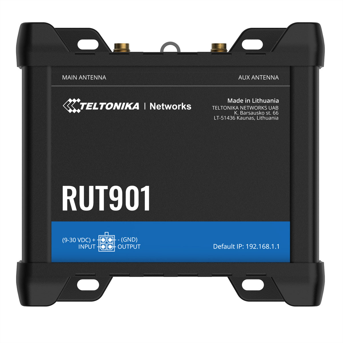 Teltonika RUT901 – LTE-Router, Wi-Fi 4, 2,4 GHz, 4x LAN (Fast Ethernet), SIM-Slot, PoE, IP30, Schwarz