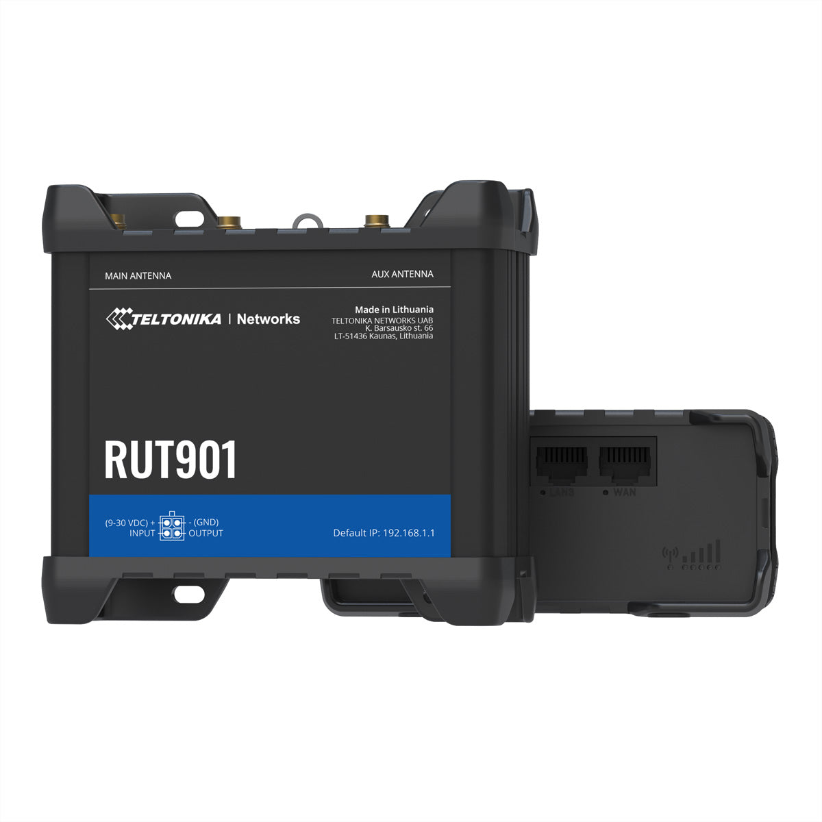 Teltonika RUT901 – LTE-Router, Wi-Fi 4, 2,4 GHz, 4x LAN (Fast Ethernet), SIM-Slot, PoE, IP30, Schwarz