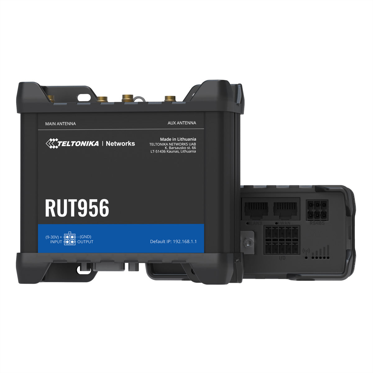 Teltonika RUT956 – LTE-Router, Wi‑Fi 4, 3x LAN (Fast Ethernet), Dual‑SIM, DIN-Schiene, Schwarz