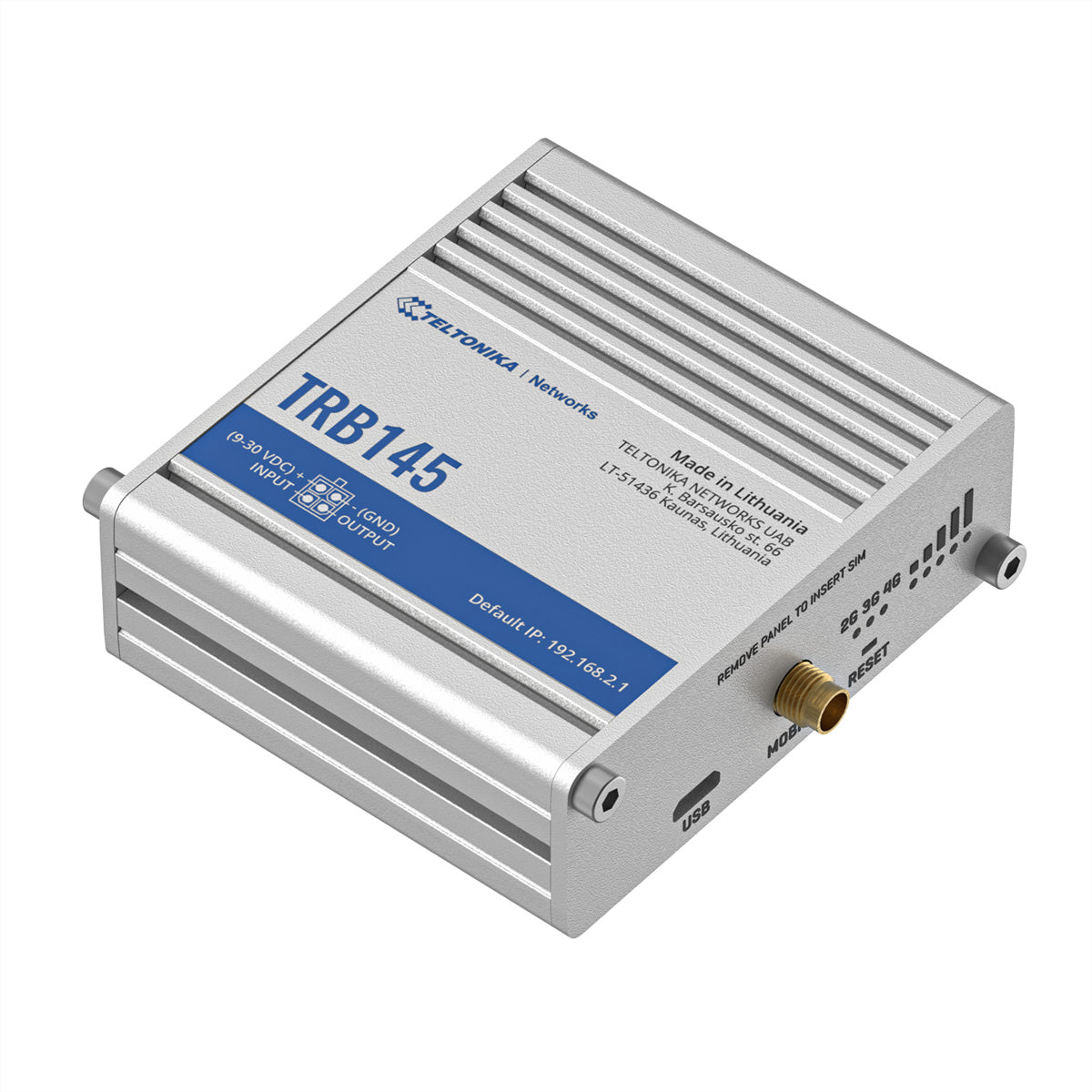 Teltonika TRB145 – LTE Cat 1 Gateway – RS485, 4G/3G/2G, 9–30 V, Silber