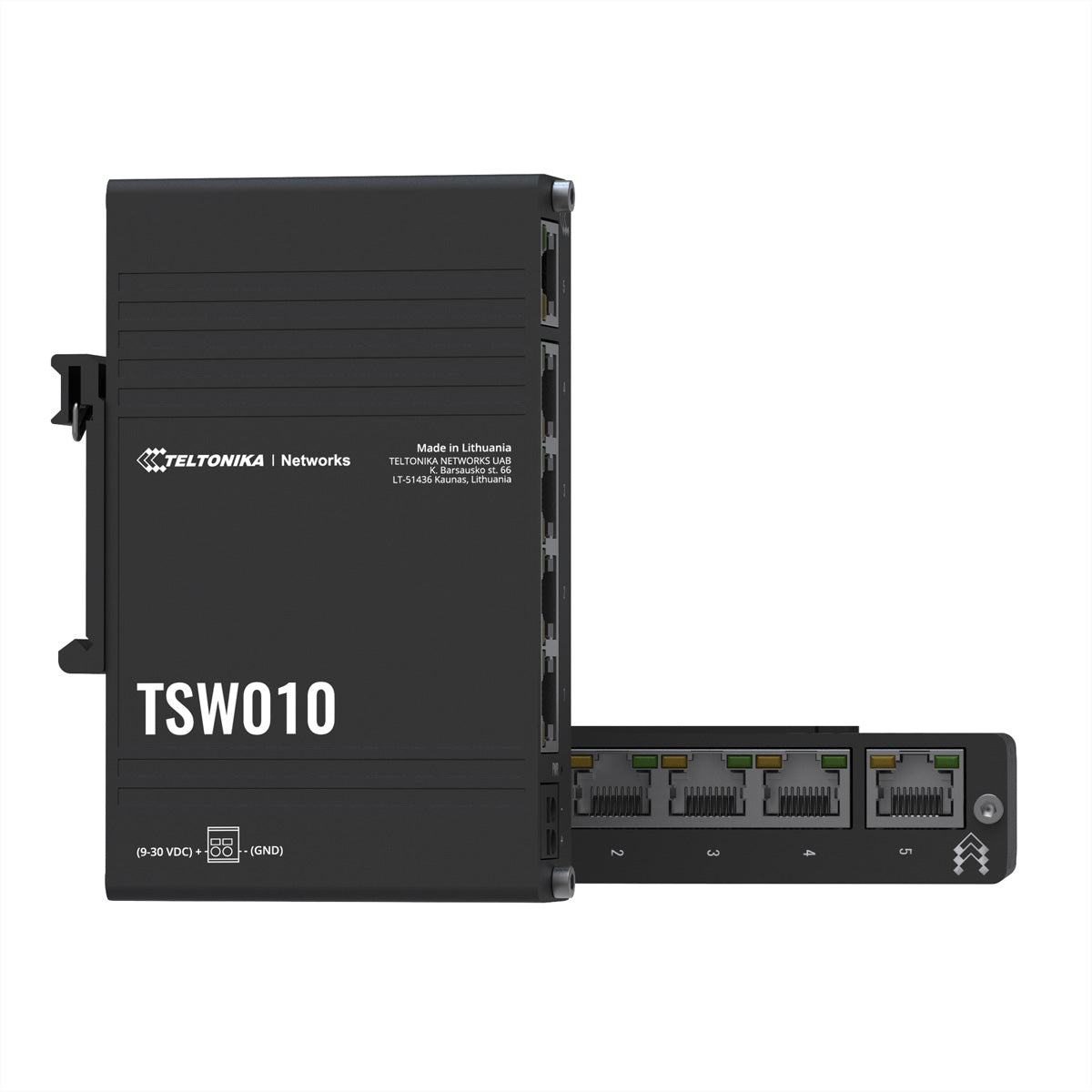 Teltonika TSW010 – Switch – 5× 10/100 Mbit/s, Passive PoE, DIN-Schiene