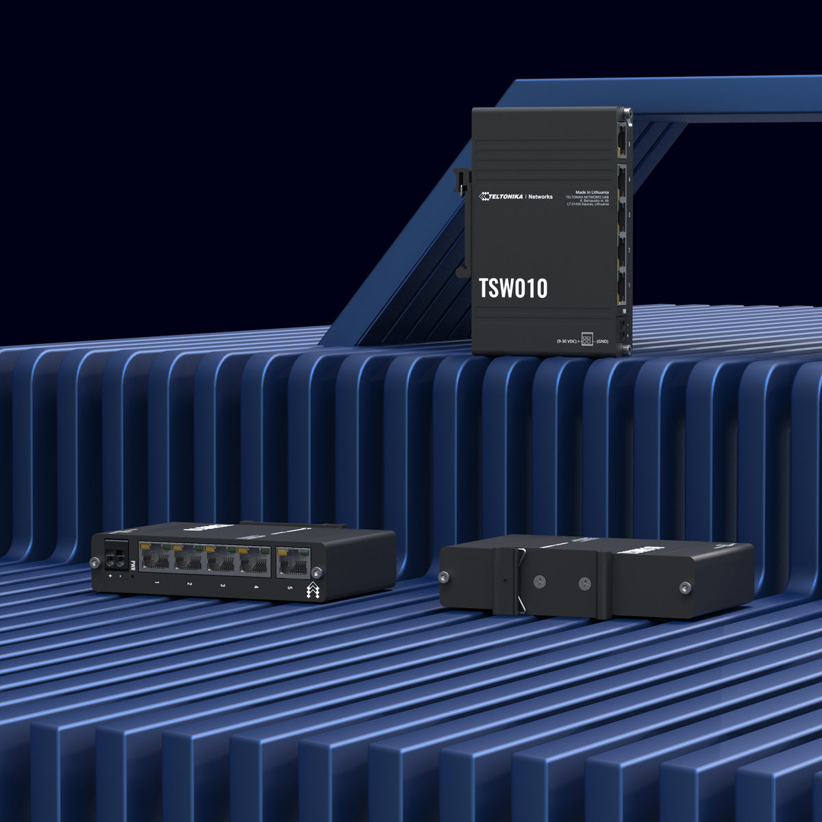 Teltonika TSW010 – Switch – 5× 10/100 Mbit/s, Passive PoE, DIN-Schiene