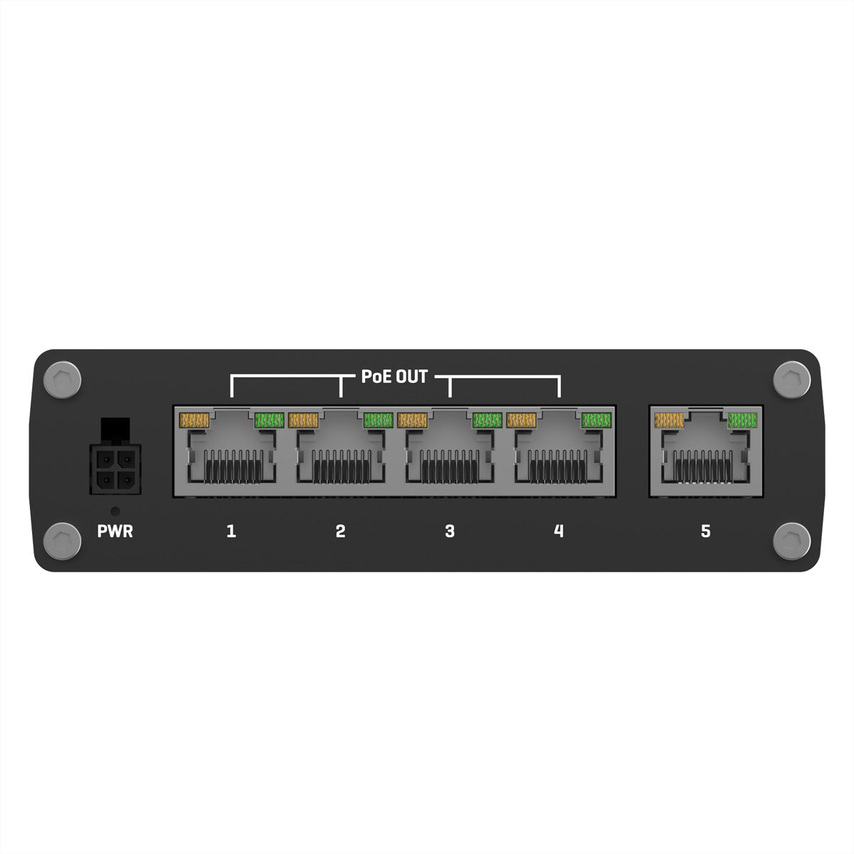Teltonika TSW100 – Unmanaged Switch – 5× 1G, 4× PoE+ (30 W/Port, PoE Budget 120 W), IP30