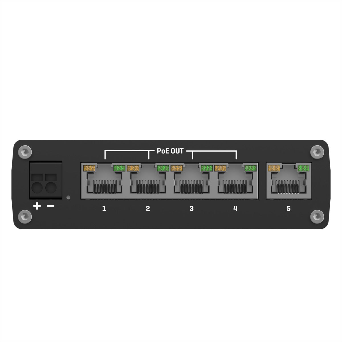 Teltonika TSW101 – Unmanaged Switch – 5× 1G (4× PoE+), PoE-Budget 120 W