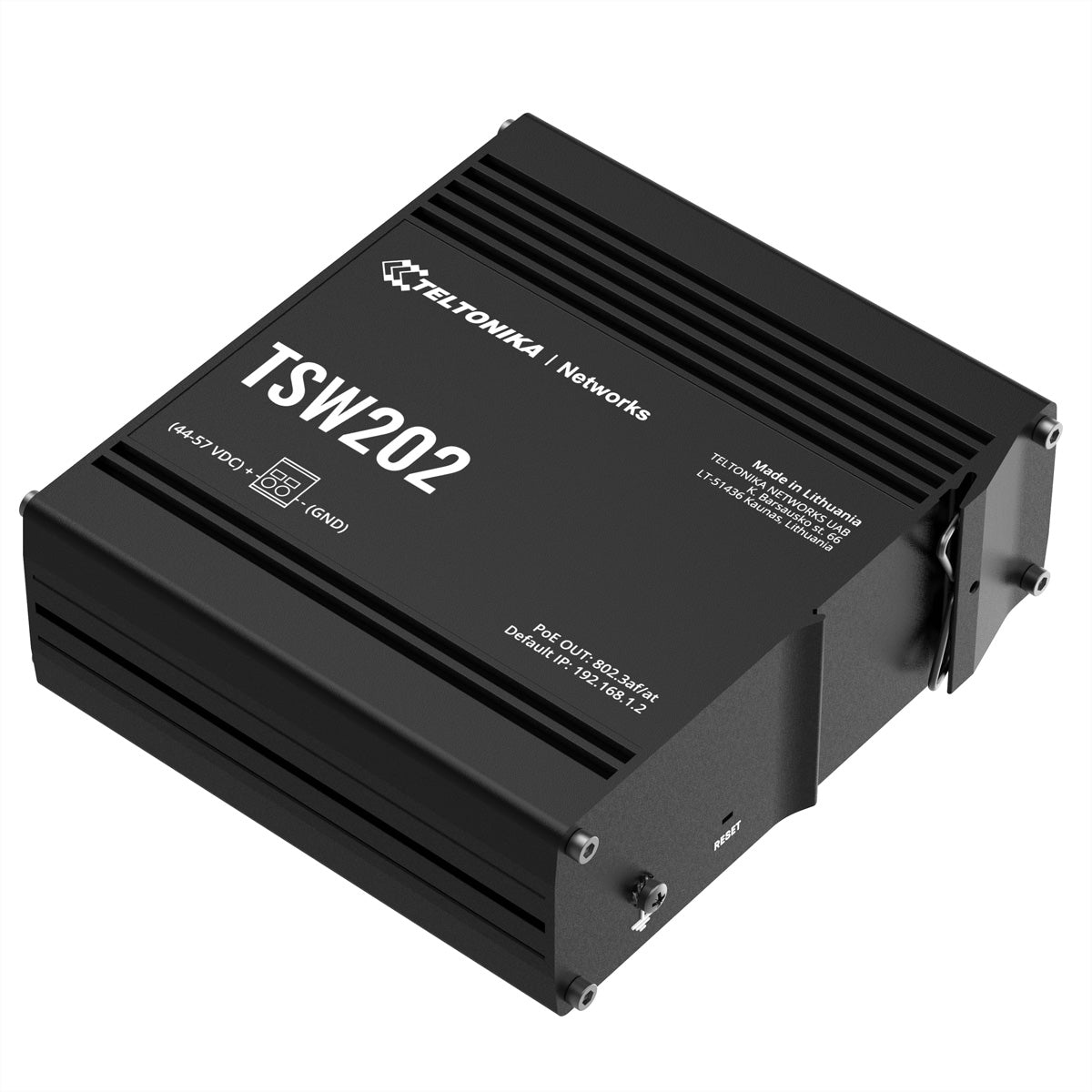 Teltonika TSW202 – Managed L2/L3 Switch – 8× 1G, 2× SFP, PoE+, PoE-Budget 240 W, DIN-Schiene