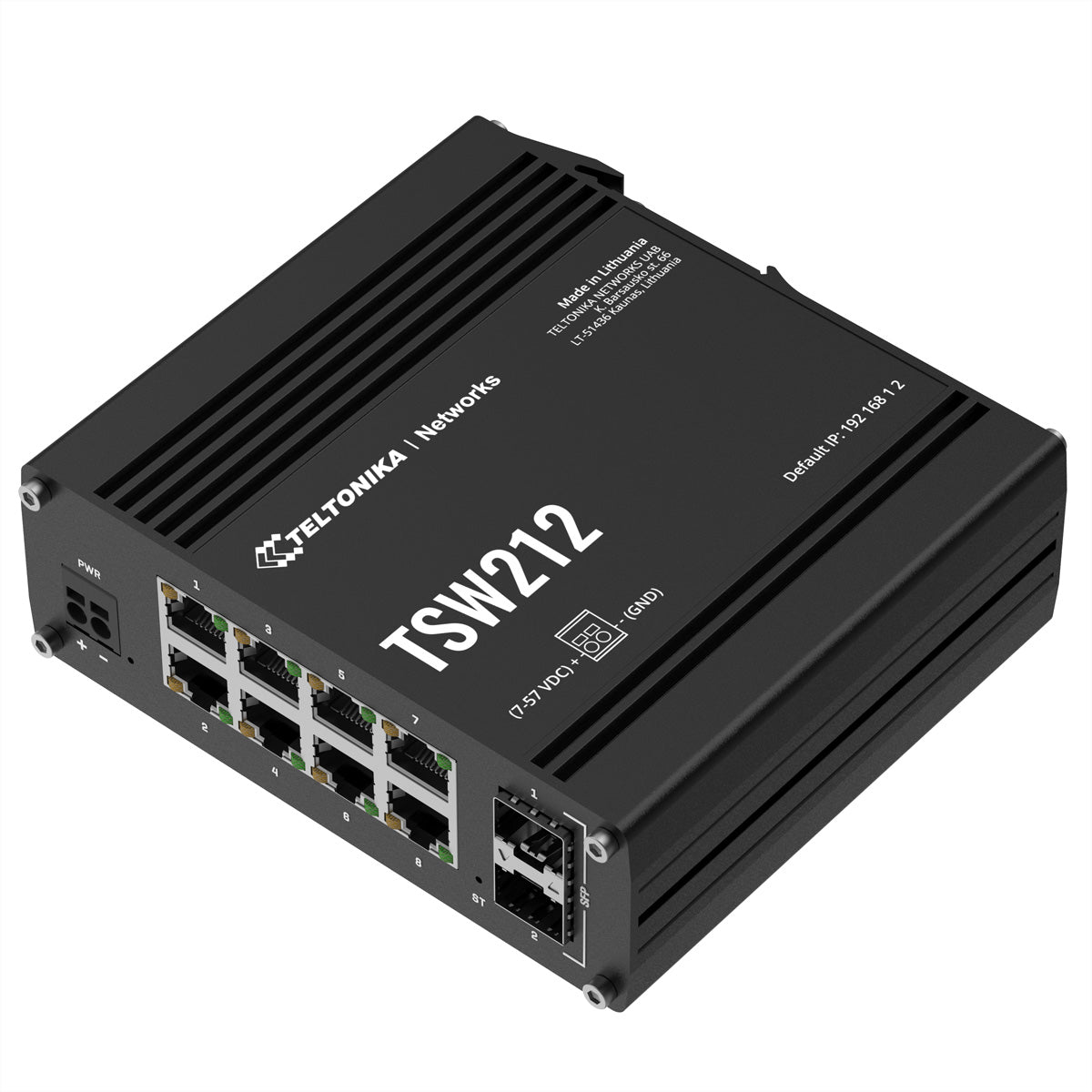 Teltonika TSW212 – Managed L2/L3 Switch – 8× 1G, 2× SFP, DIN-Schiene