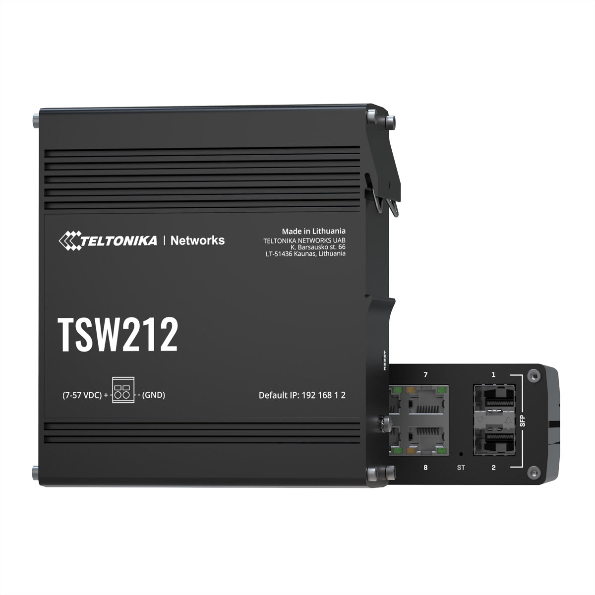 Teltonika TSW212 – Managed L2/L3 Switch – 8× 1G, 2× SFP, DIN-Schiene