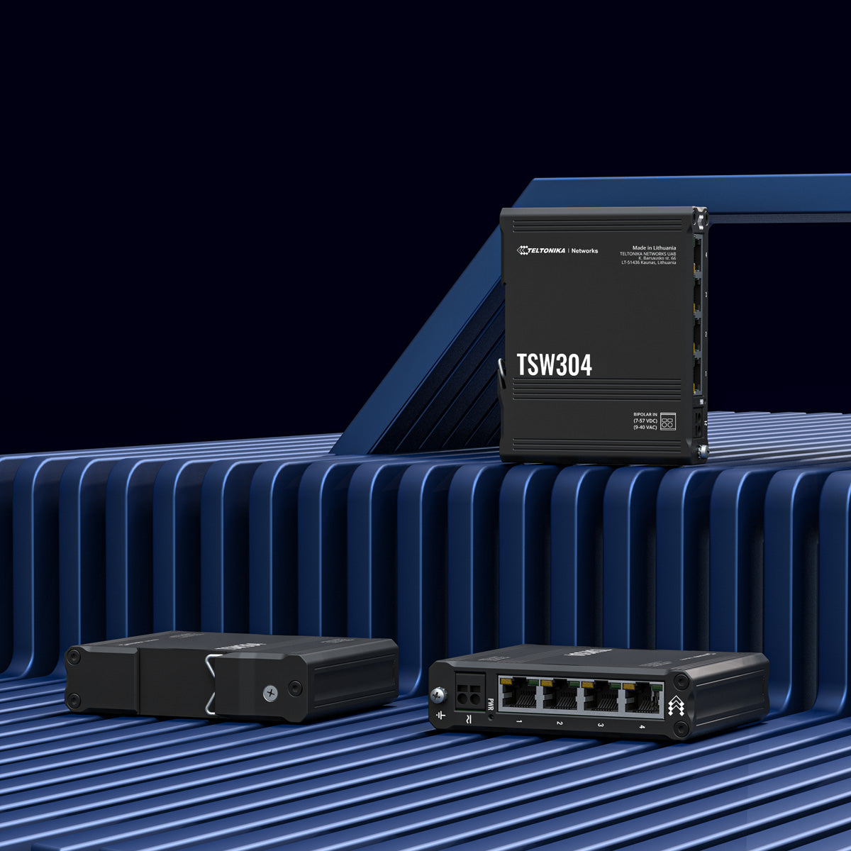 Teltonika TSW304 – Switch – 4× 1G, Passive PoE, DIN-Schiene, IP30
