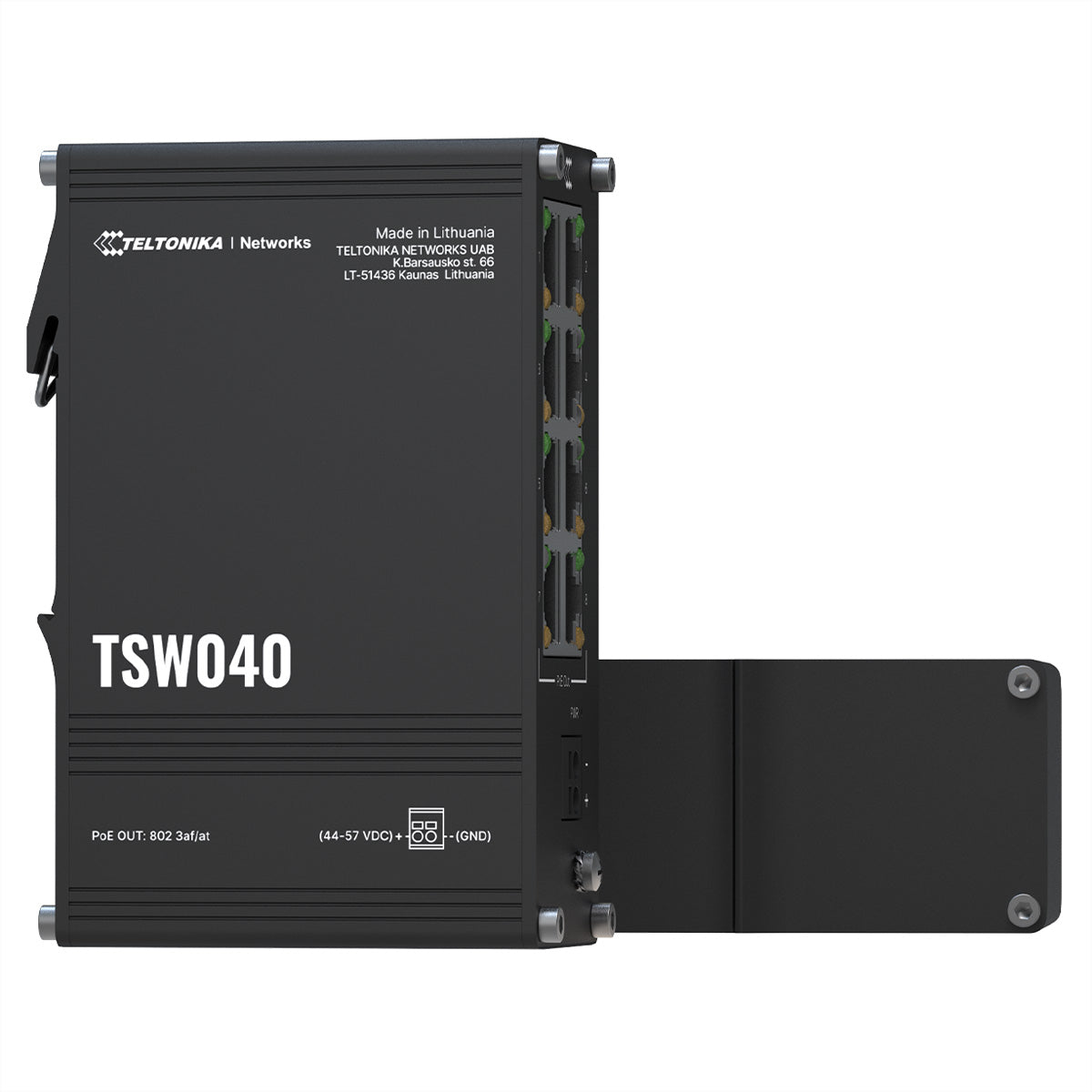 Teltonika TSW040 – Unmanaged Switch – 8× 10/100 Mbit/s, PoE+, PoE-Budget 240 W, DIN-Schiene