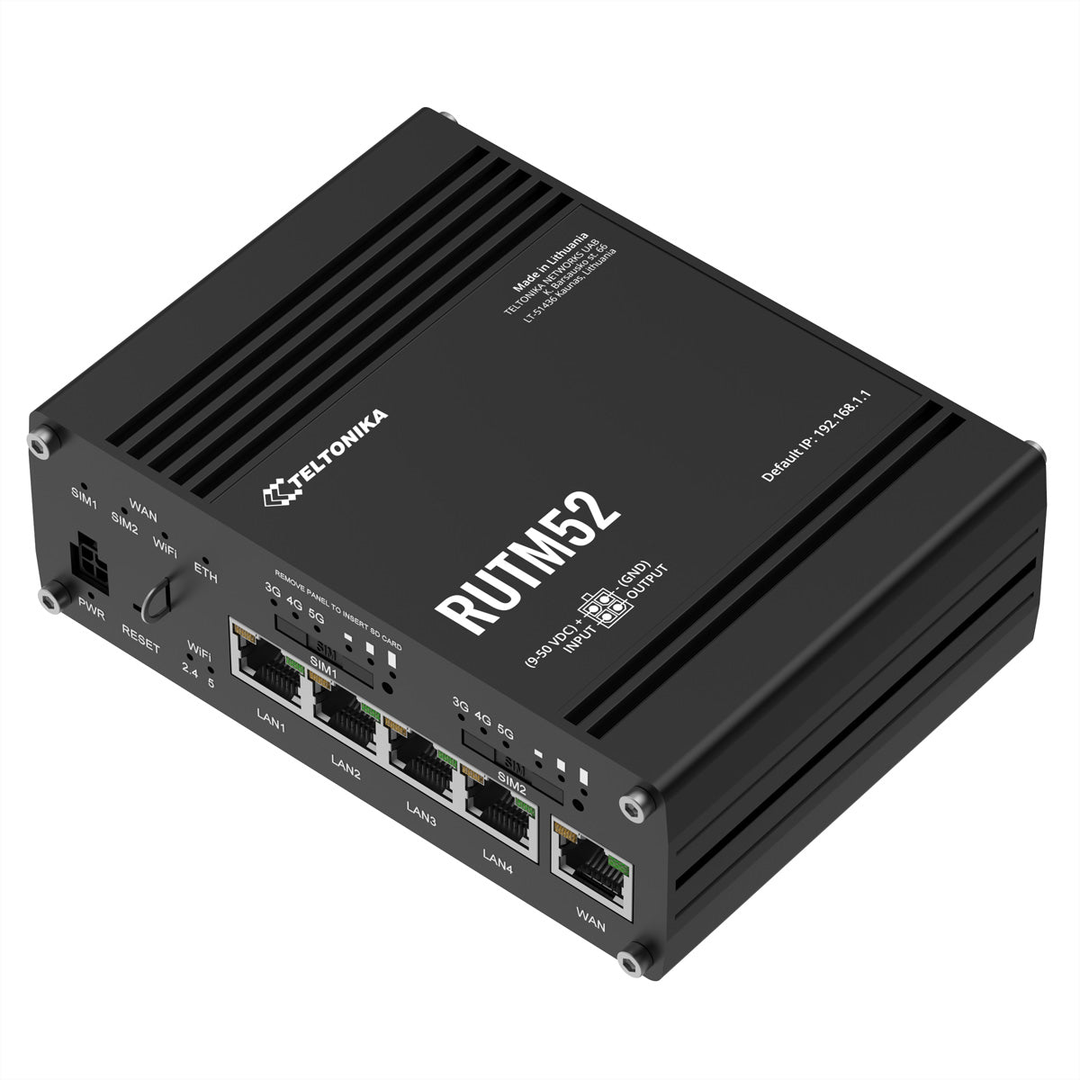 Teltonika RUTM52 5G Router – Wi‑Fi 5 (802.11ac), Dual‑Band (2,4/5 GHz), 5× Gigabit, Dual‑SIM, PoE