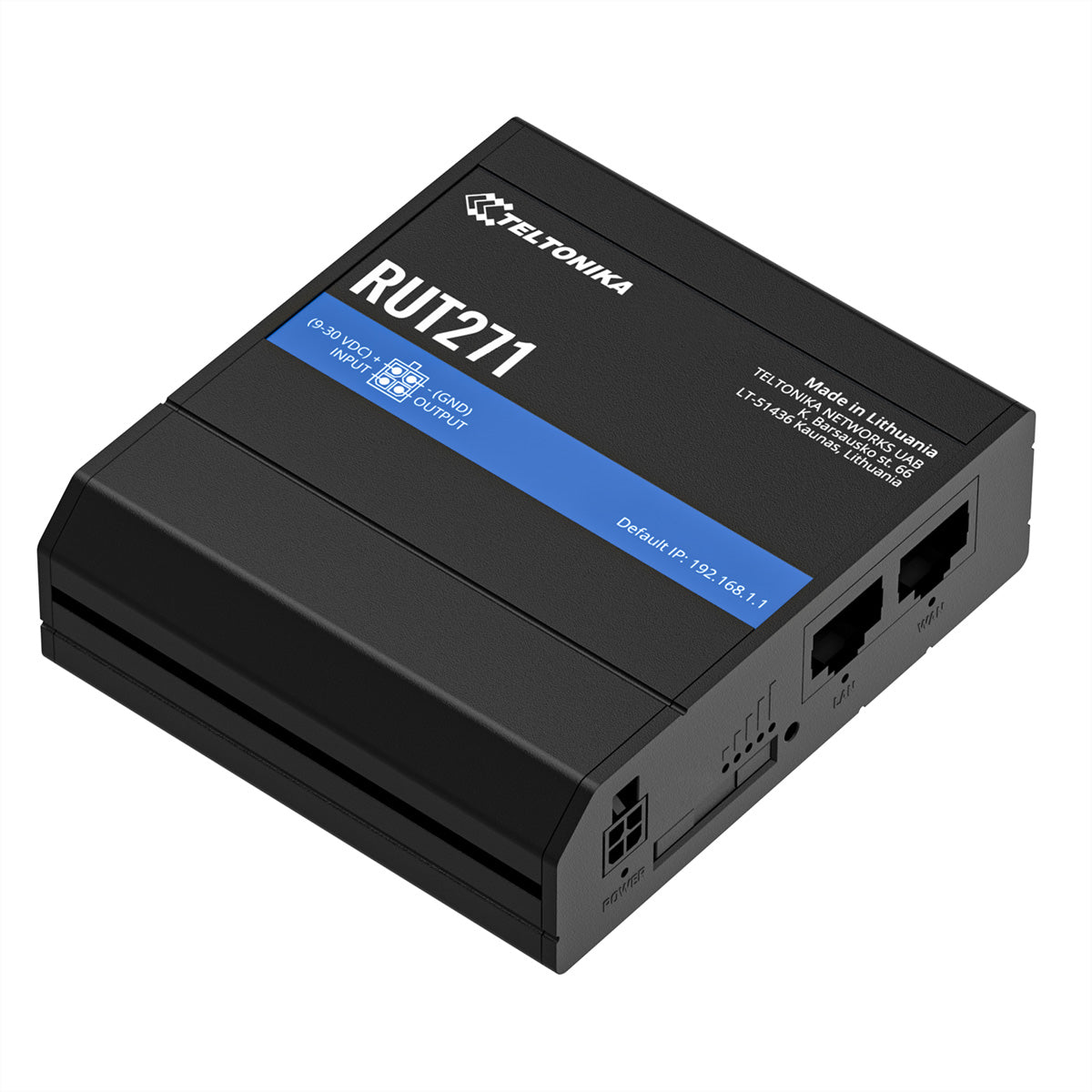 Teltonika RUT271 – 5G RedCap Router – Wi‑Fi 4, 2× 10/100 RJ‑45, PoE, DIN-Schienen-/Wandmontage