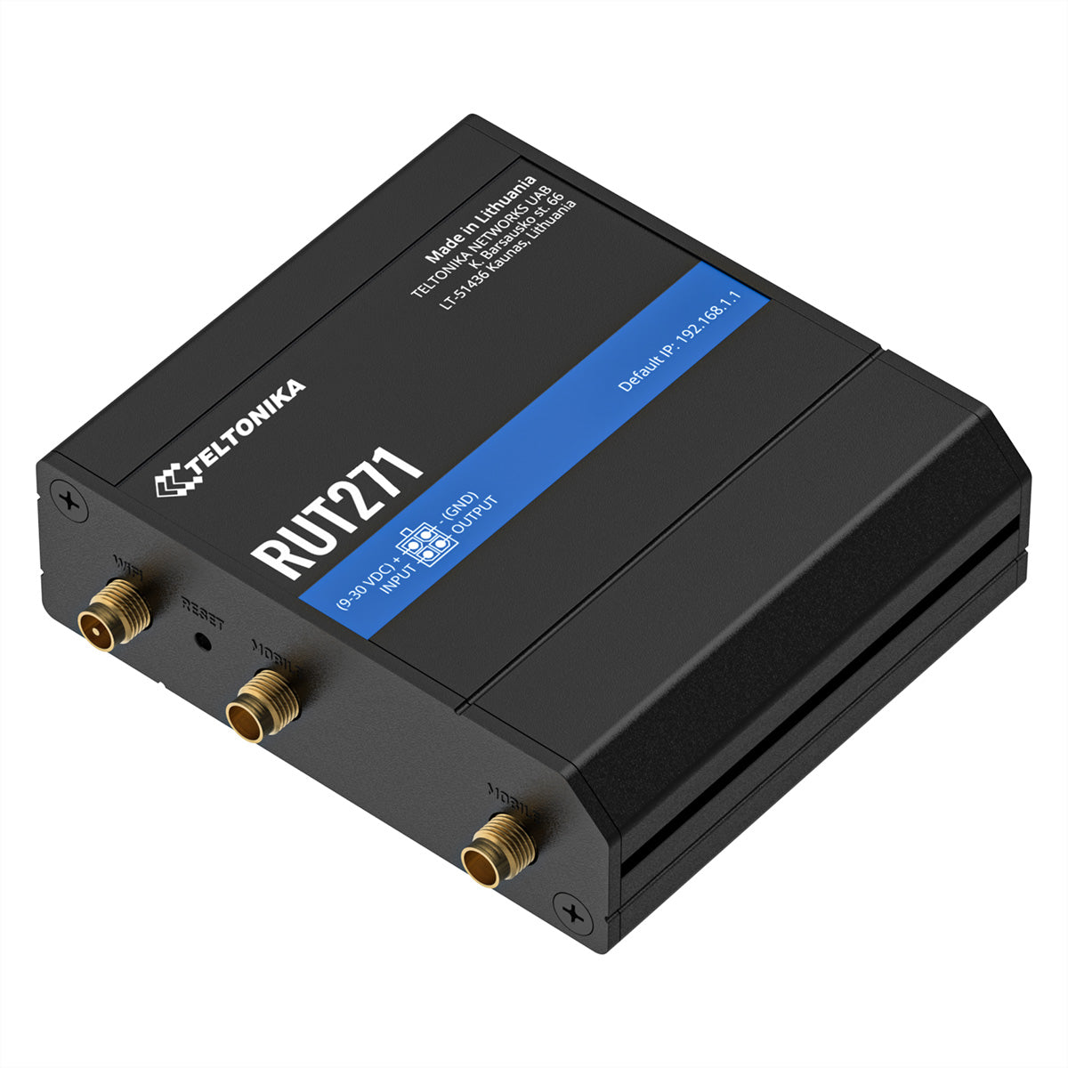 Teltonika RUT271 – 5G RedCap Router – Wi‑Fi 4, 2× 10/100 RJ‑45, PoE, DIN-Schienen-/Wandmontage